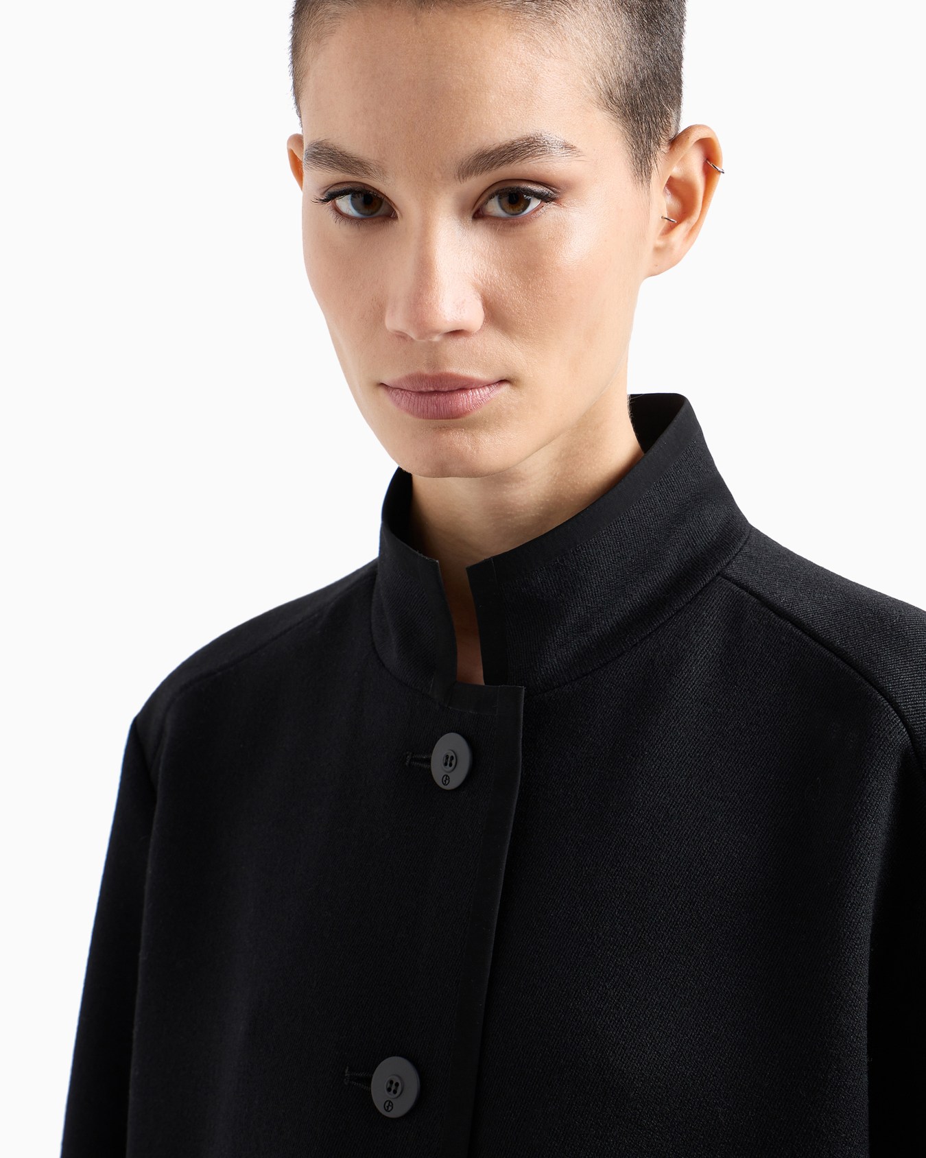 Single-breasted wool-blend cropped pea coat Slide 4