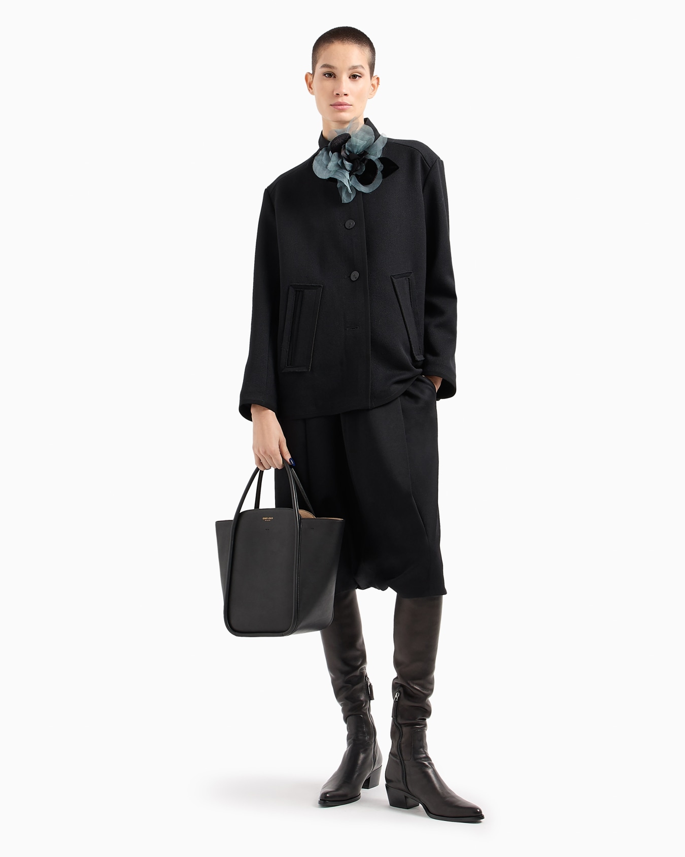 Single-breasted wool-blend cropped pea coat Slide 3