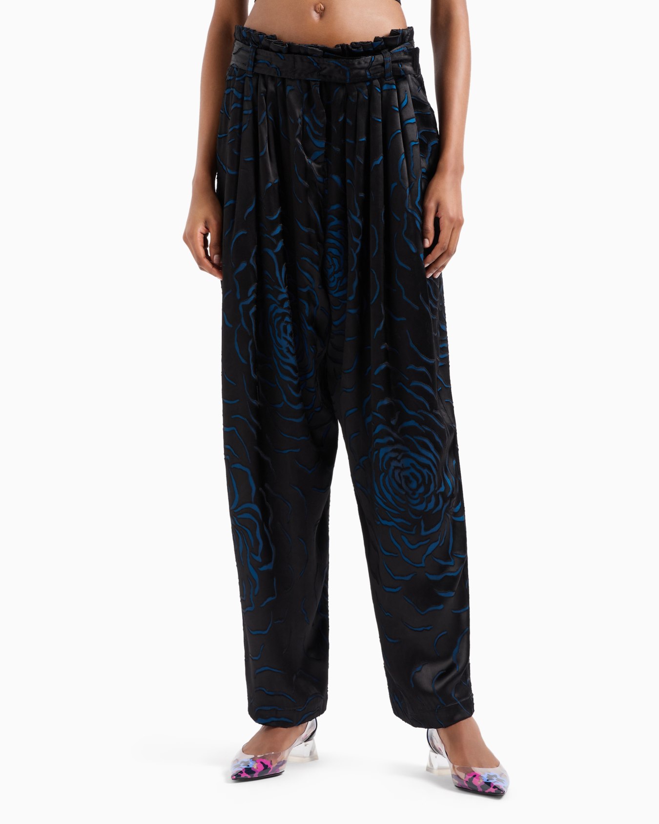 Pantalon à pinces en viscose à soie dévorée Diapositive 2