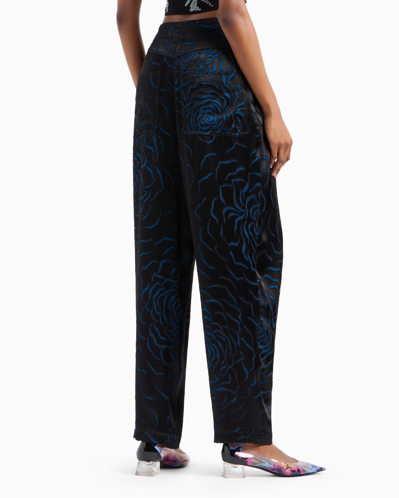 Pantalon à pinces en viscose à soie dévorée Diapositive 3