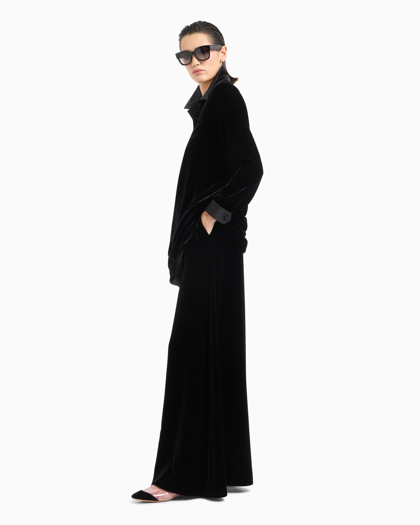 Velvet and silk long-sleeved tunic Slide 3
