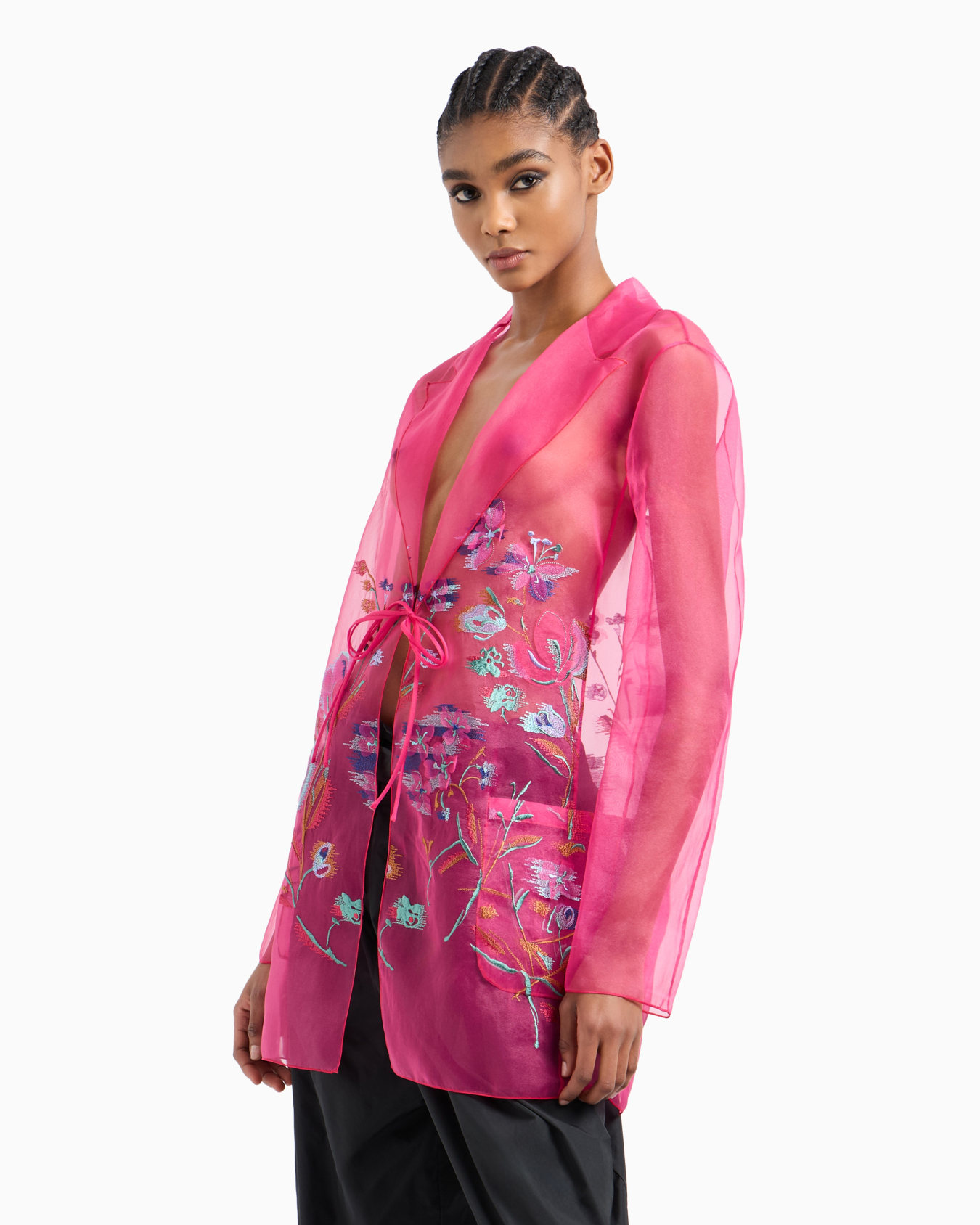 Sheer Organza Shirt With Intricate Embroidery