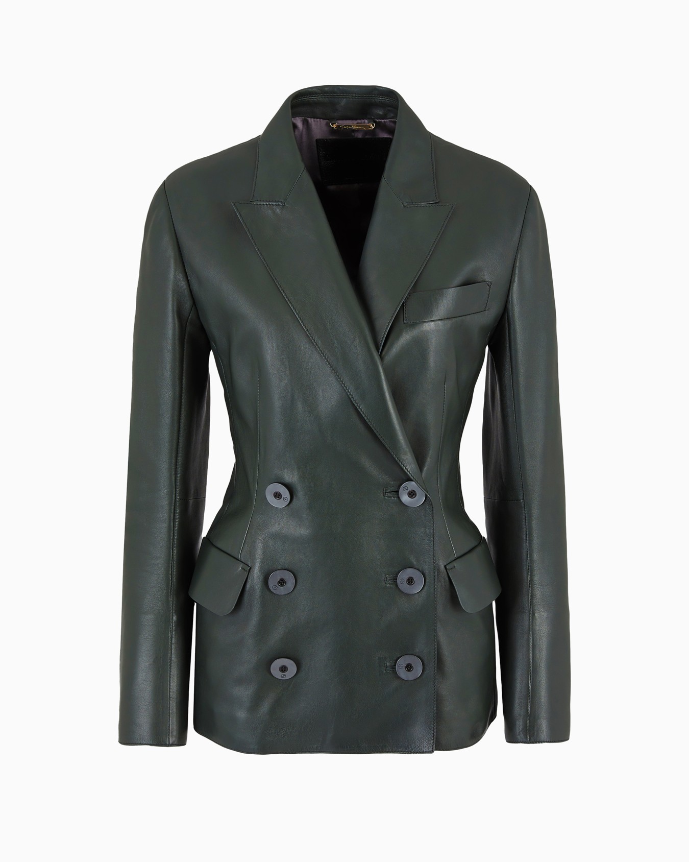 Double-breasted jacket in nappa leather Slide 0
