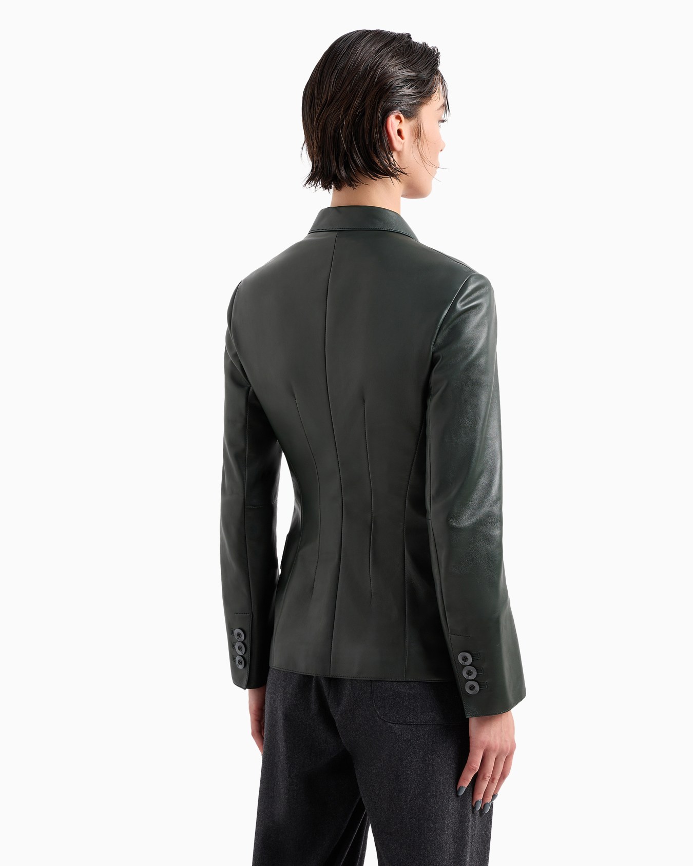 Double-breasted jacket in nappa leather Slide 3