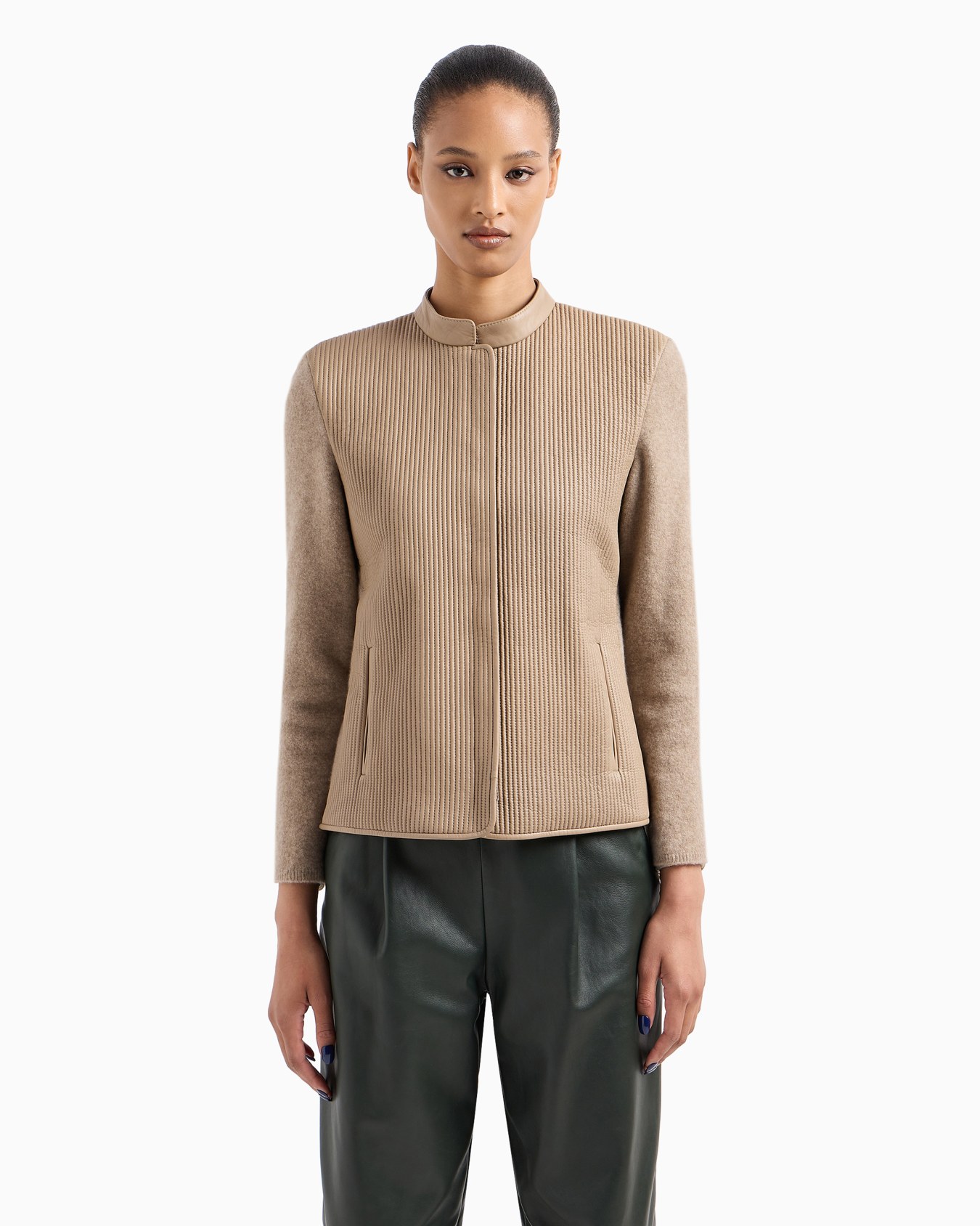 Single-breasted jacket in quilted nappa leather Slide 2