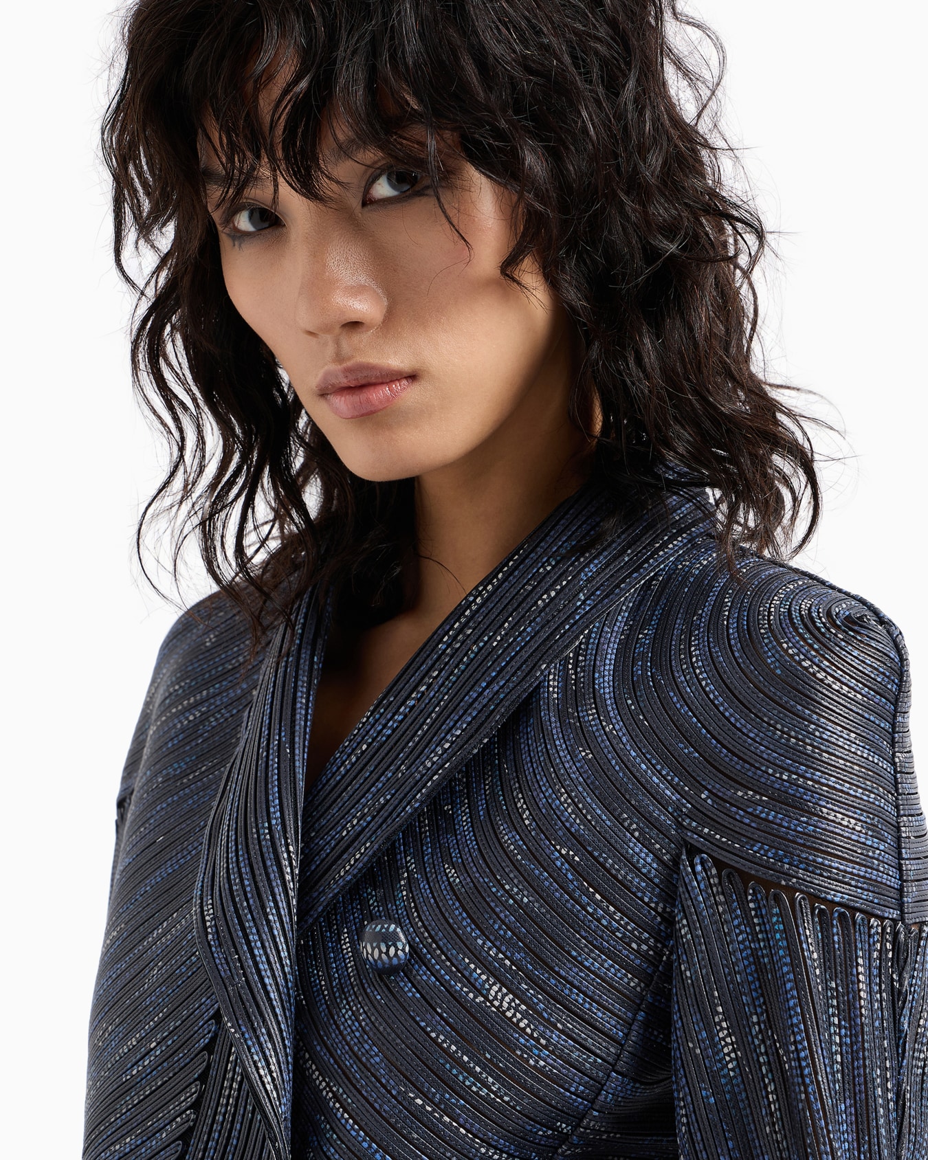 Embroidered nappa leather single-breasted jacket Slide 5