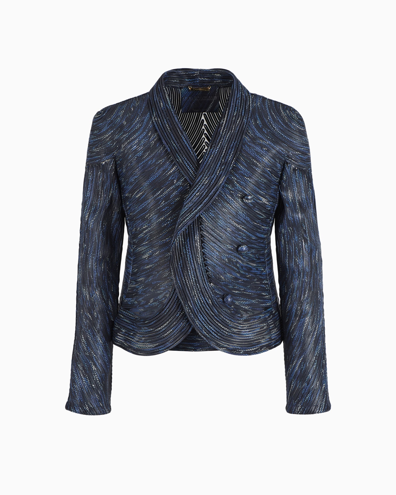 Embroidered nappa leather single-breasted jacket Slide 0
