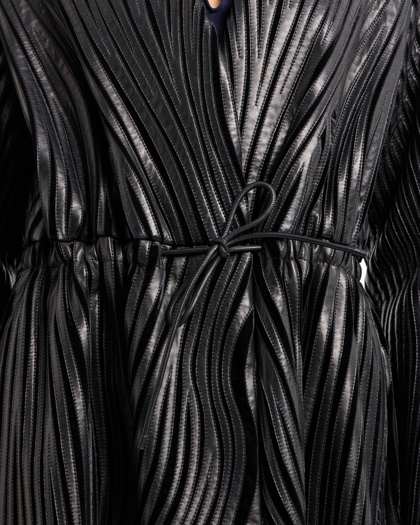 Embroidered nappa leather and velvet coat Slide 6