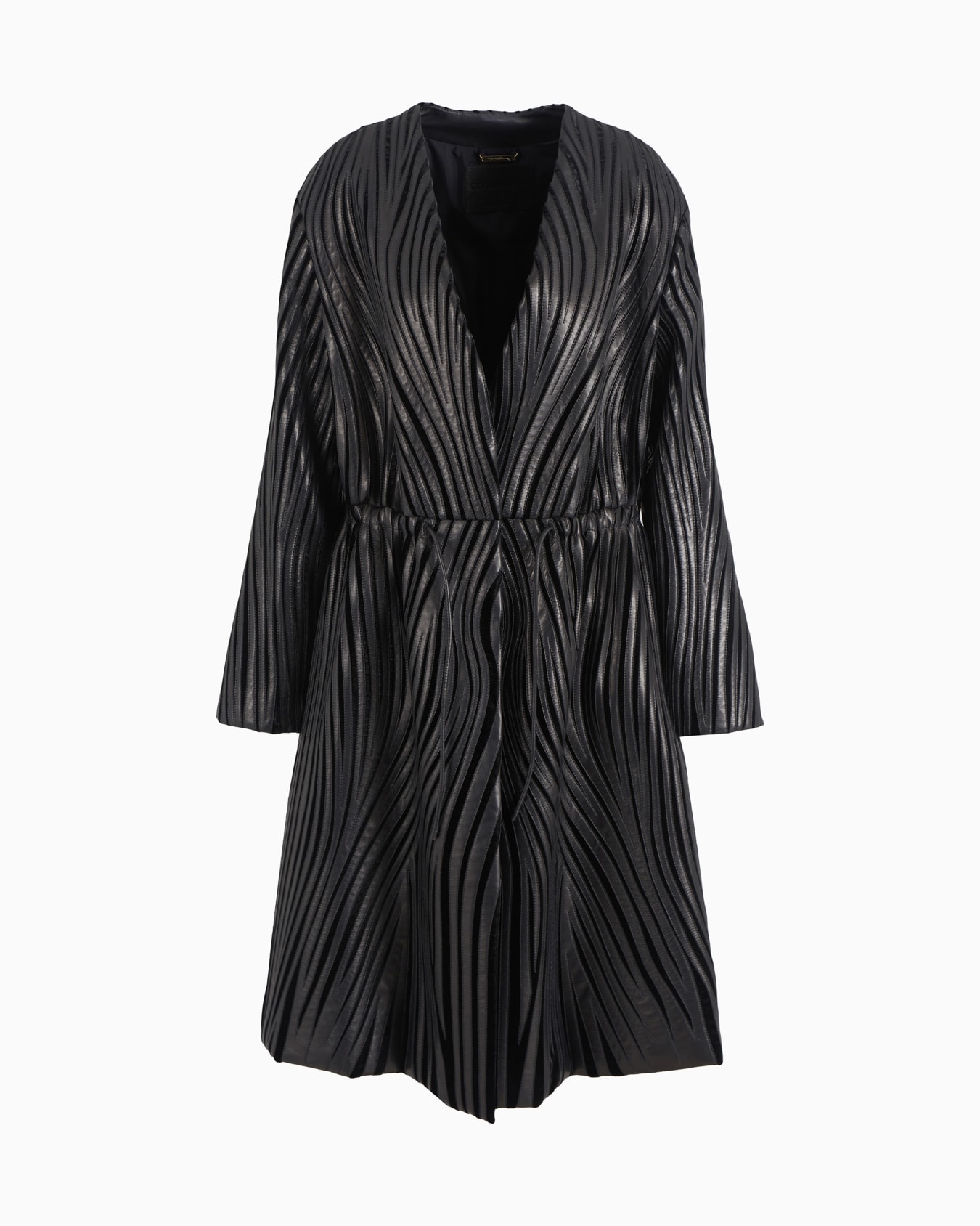 Embroidered nappa leather and velvet coat Slide 0