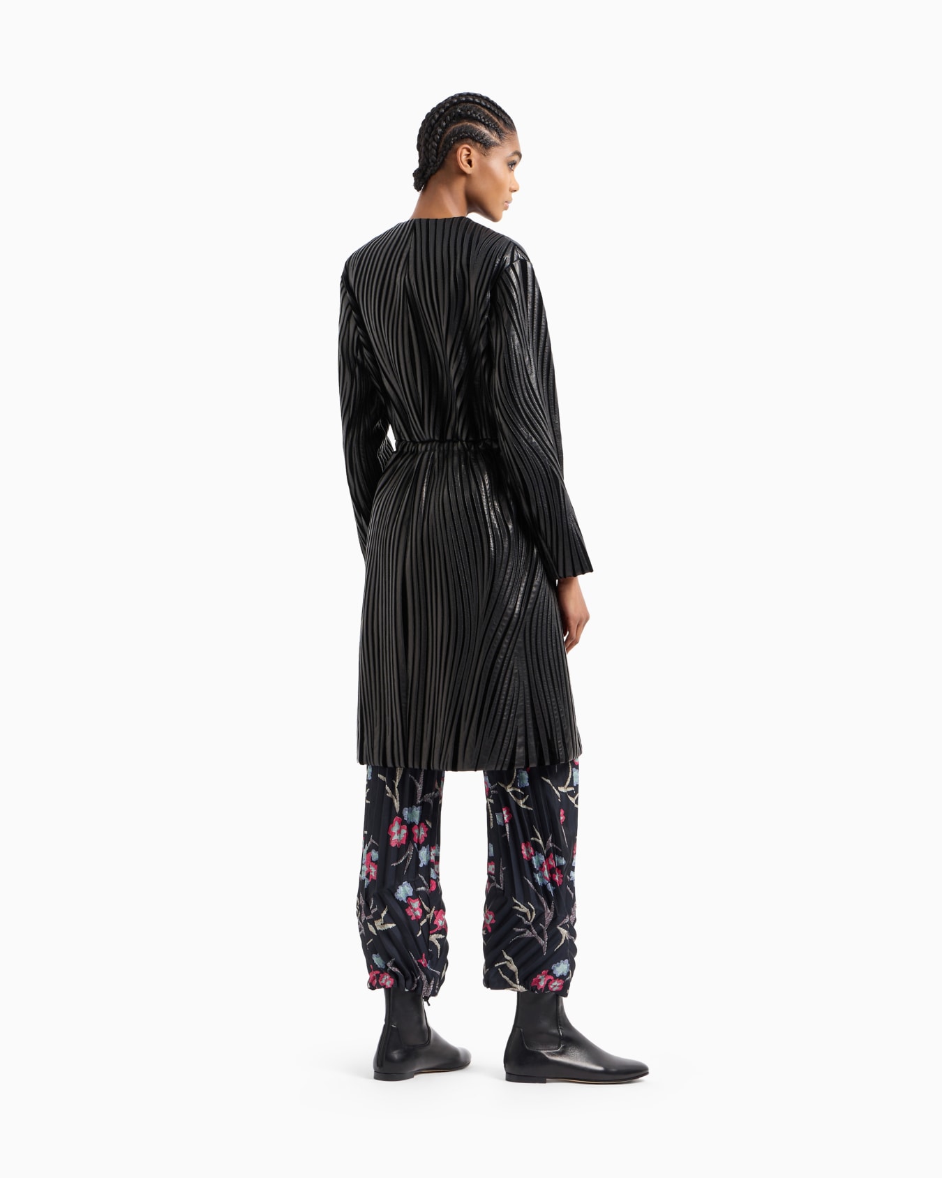 Embroidered nappa leather and velvet coat Slide 3