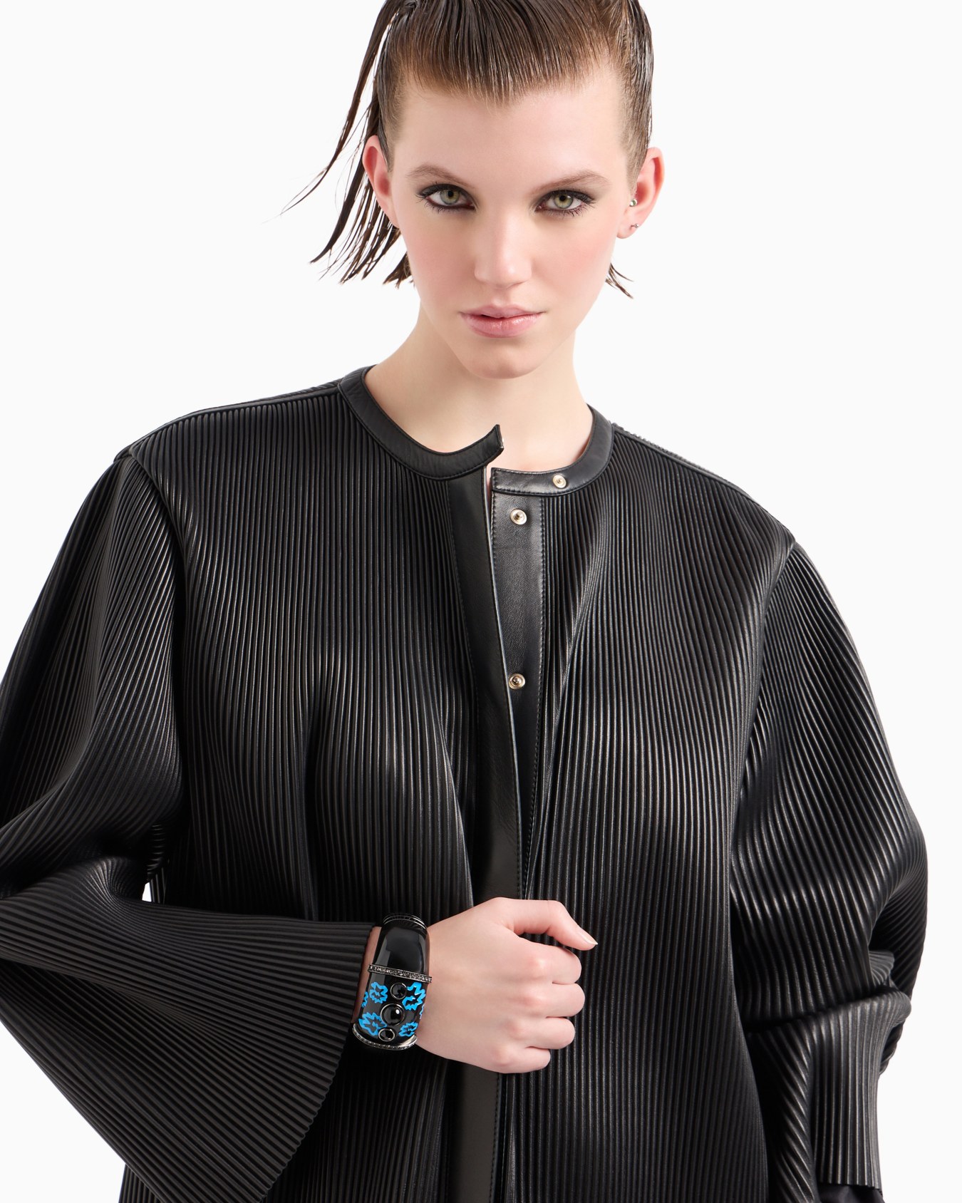 Pleated nappa-leather blouson Slide 4