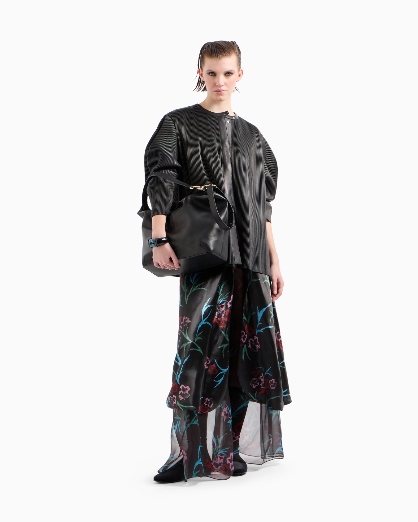 Pleated nappa-leather blouson Slide 1