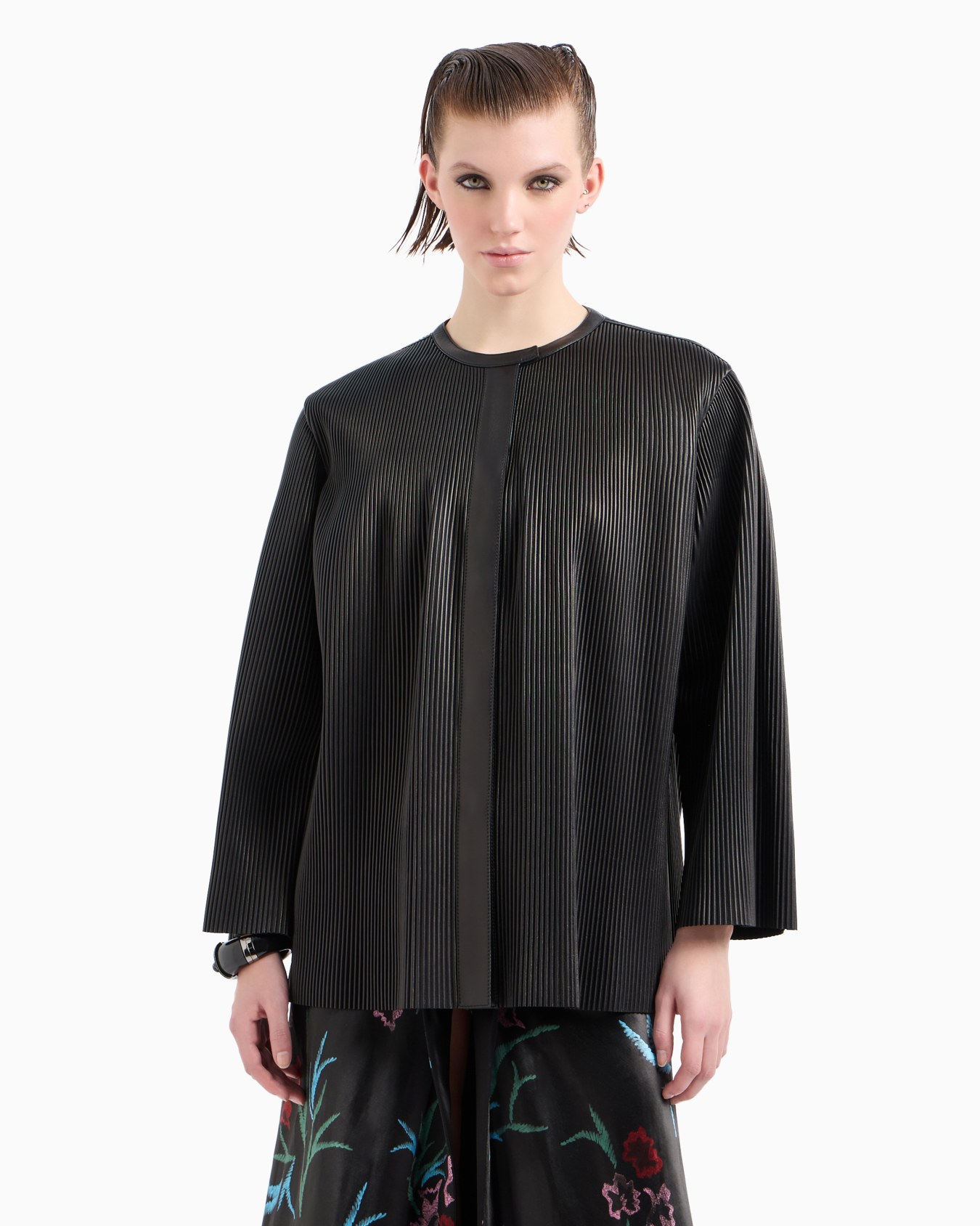 Pleated nappa-leather blouson Slide 3