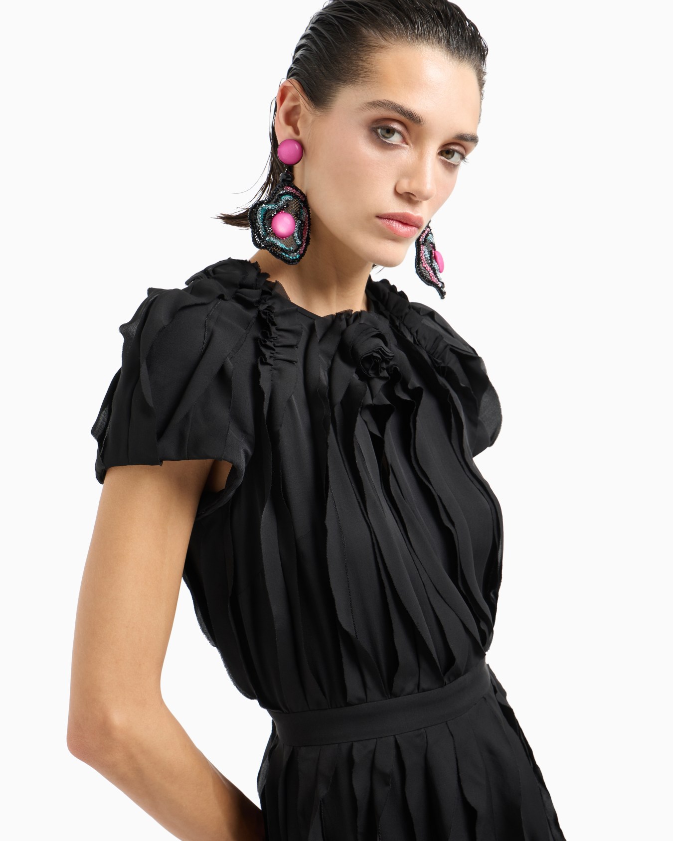 Camisa de manga larga en organza de seda con estampado floral Diapositiva 4