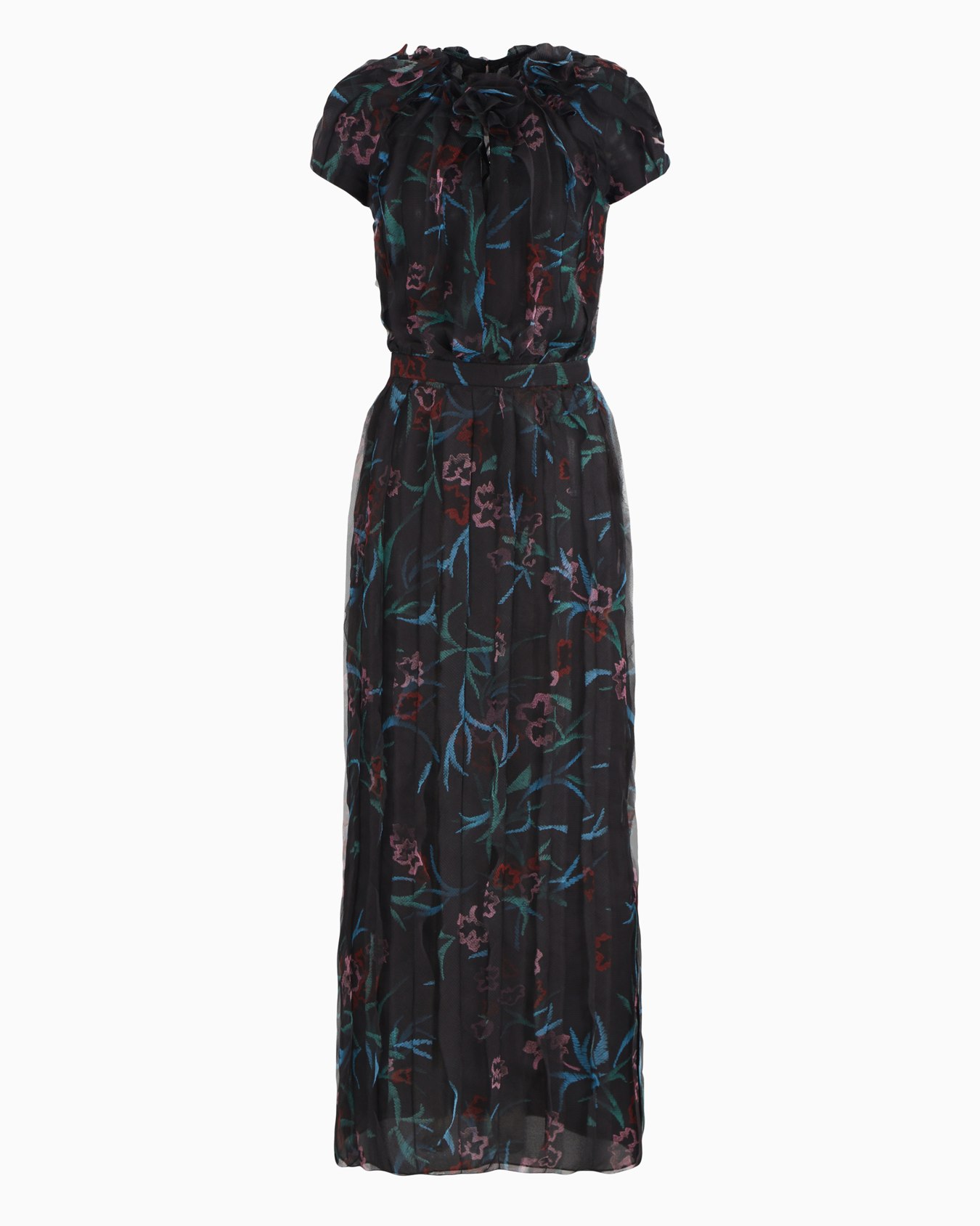 Robe longue en organza de soie avec imprimé floral Diapositive 0