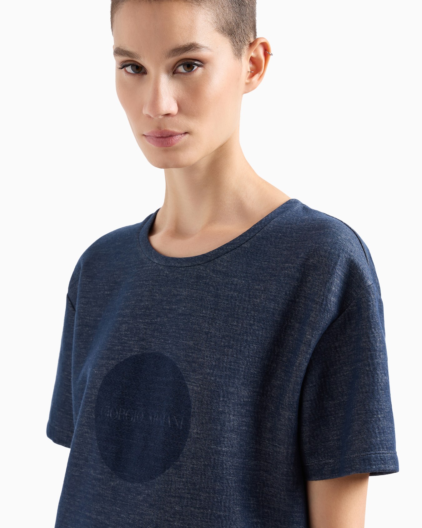 T-shirt surdimensionné en jersey double de coton Collection Denim Diapositive 5
