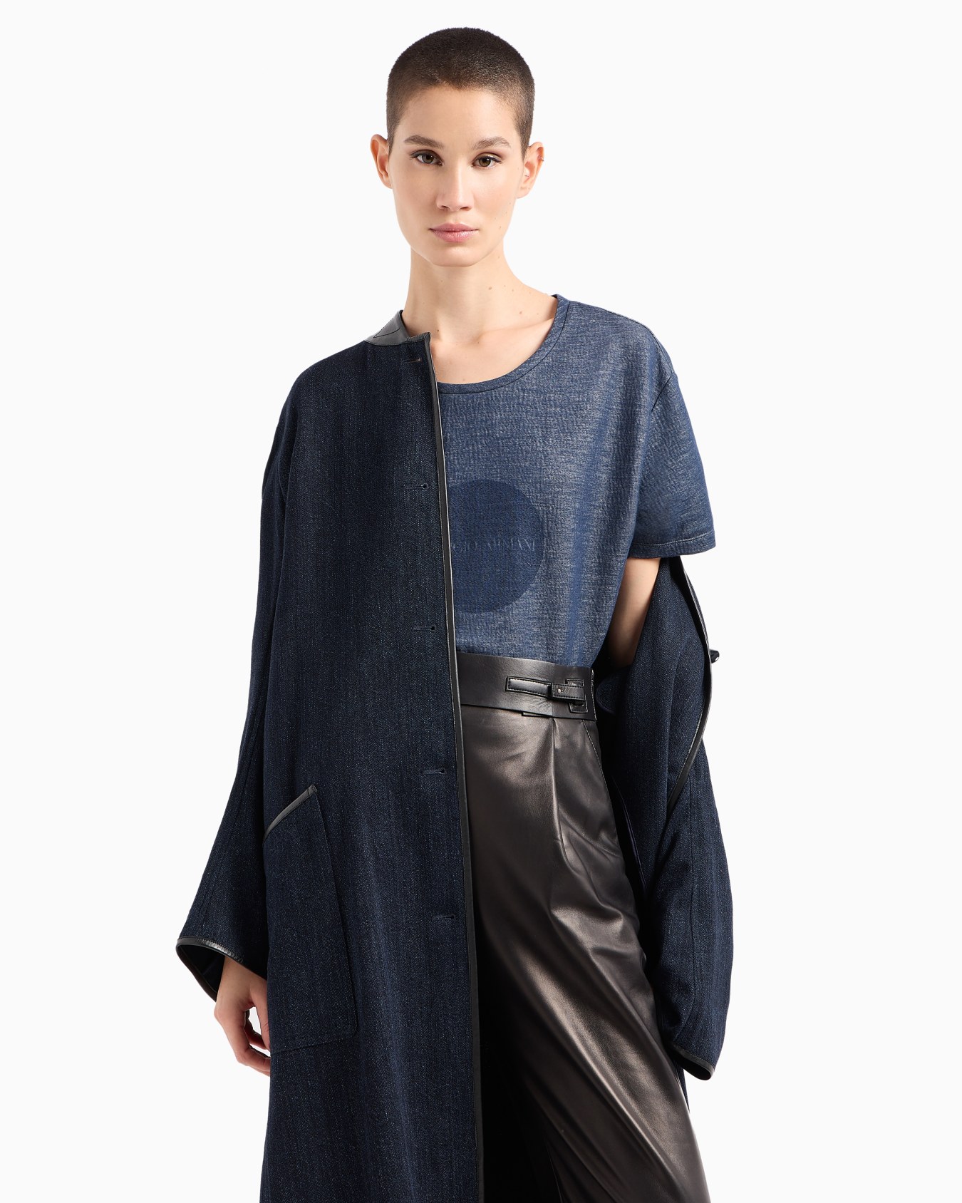 T-shirt surdimensionné en jersey double de coton Collection Denim Diapositive 6
