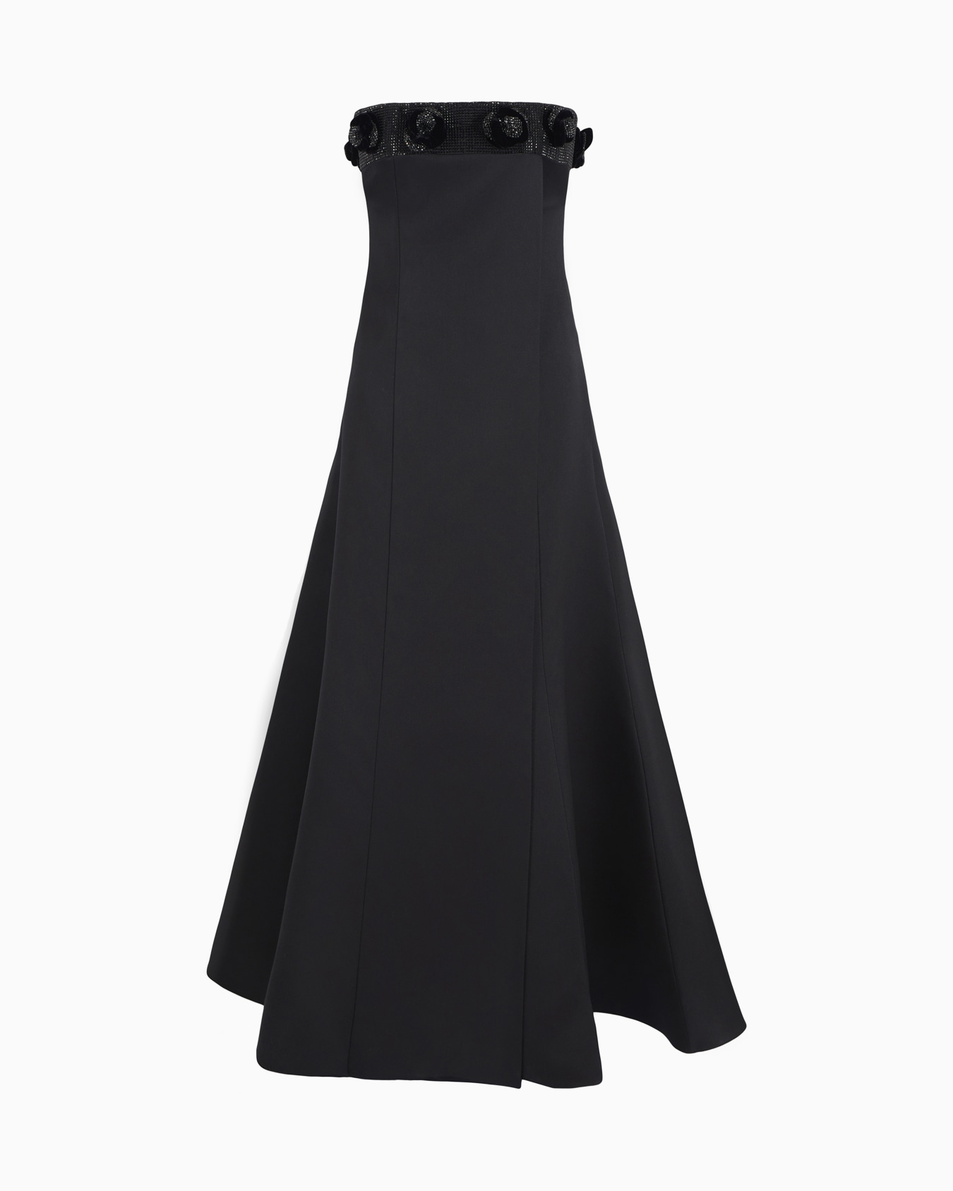 Silk bustier long dress with rhinestone embroidery Slide 0