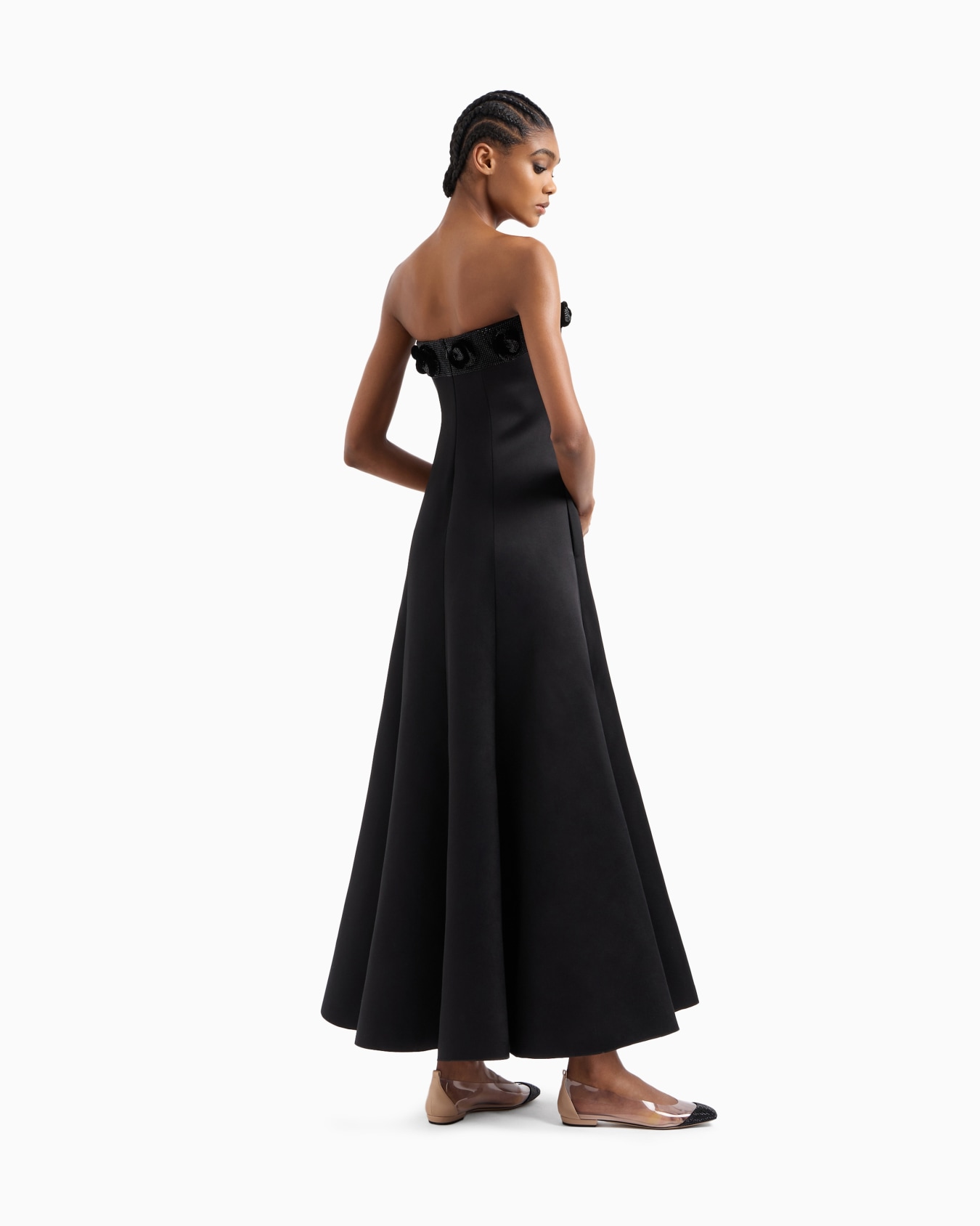 Silk bustier long dress with rhinestone embroidery Slide 2