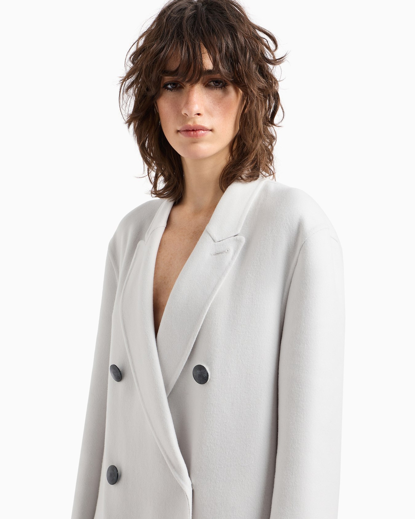 Double-breasted long coat in double cashmere Slide 5