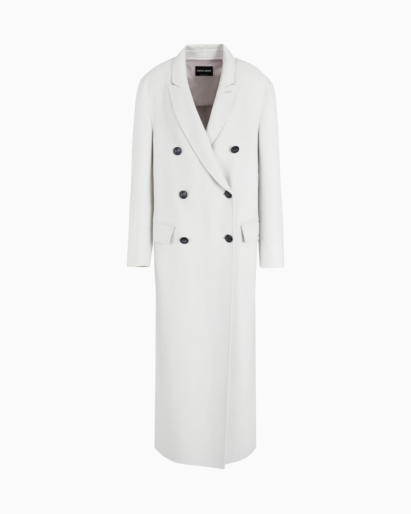 Double-breasted long coat in double cashmere Slide 0