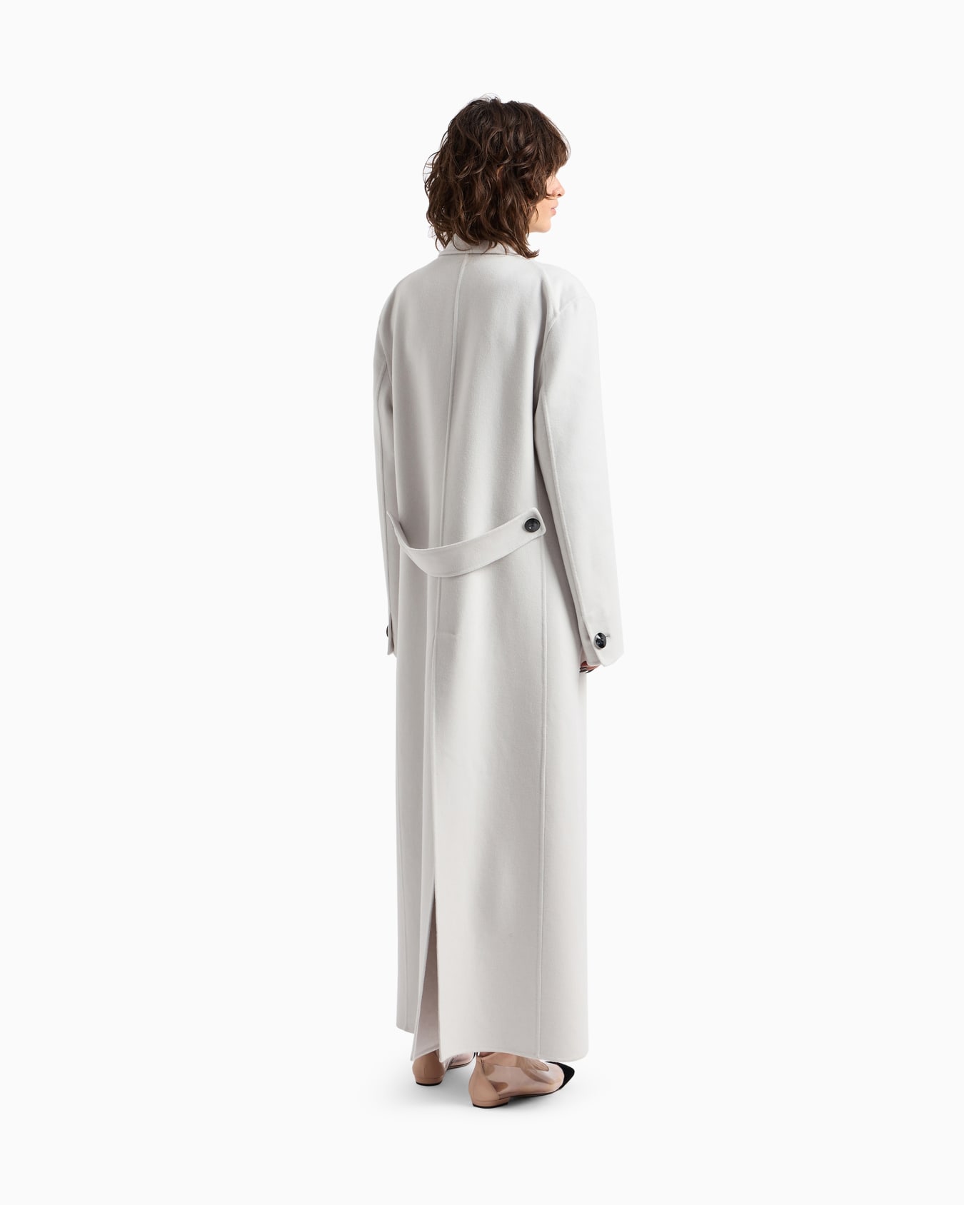 Double-breasted long coat in double cashmere Slide 3