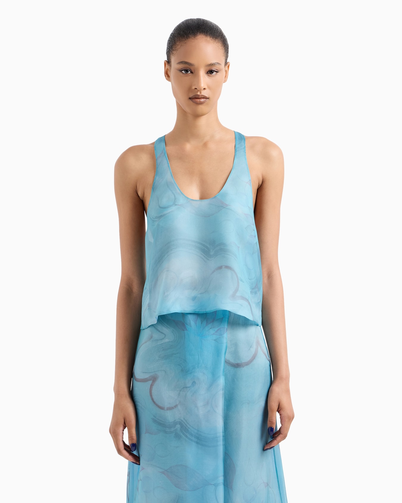 Floral-print silk-organza top Slide 2