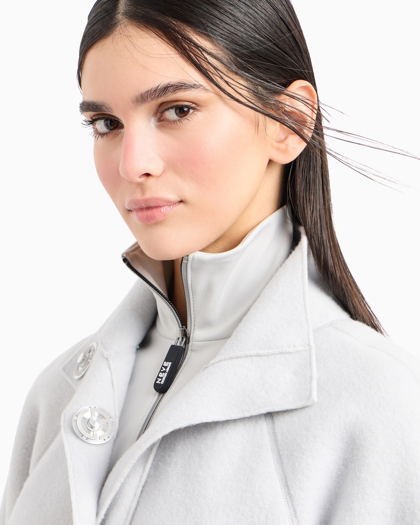 Giorgio Armani Neve mock-neck sweatshirt in fleece-effect jersey made of virgin wool and cashmere Slide 4
