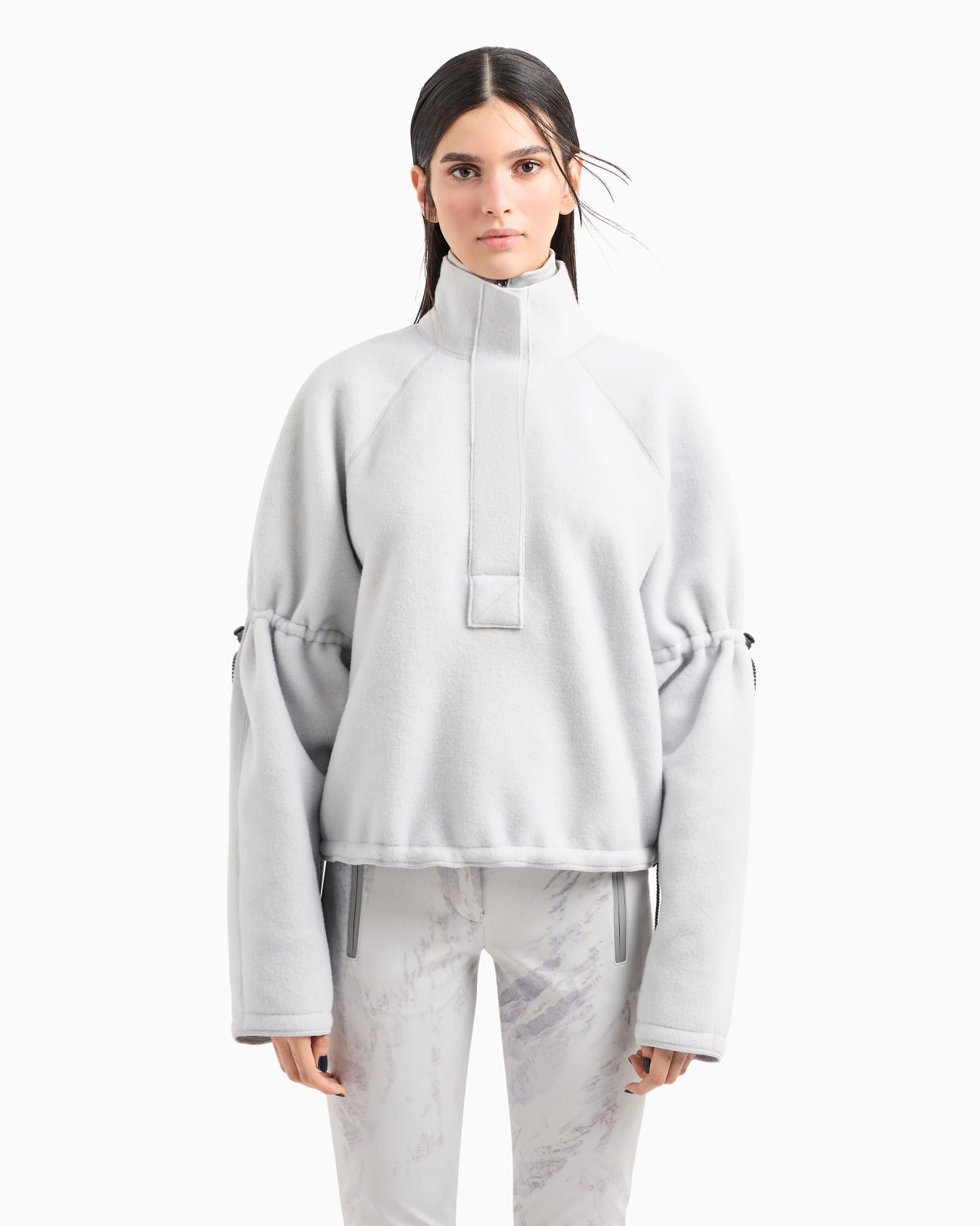 Giorgio Armani Neve mock-neck sweatshirt in fleece-effect jersey made of virgin wool and cashmere Slide 1