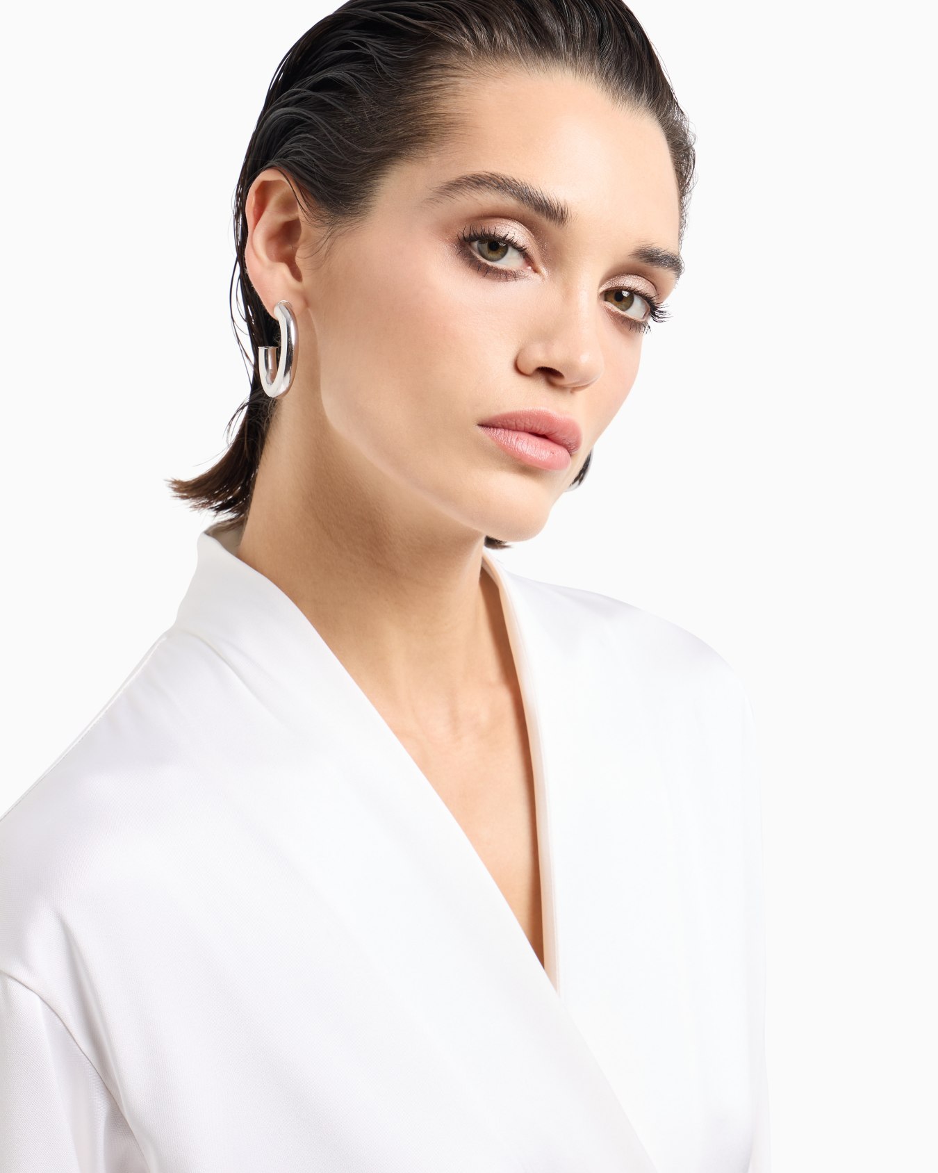 Robe longue en double satin de soie Diapositive 4