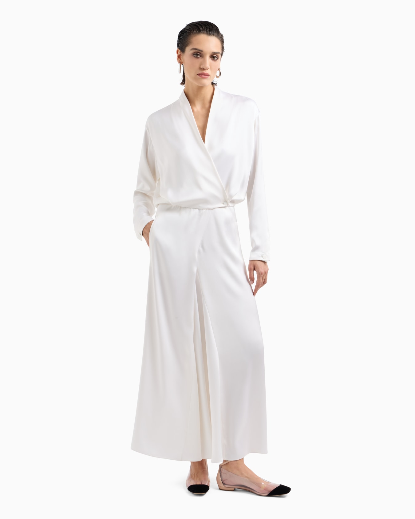Robe longue en double satin de soie Diapositive 1