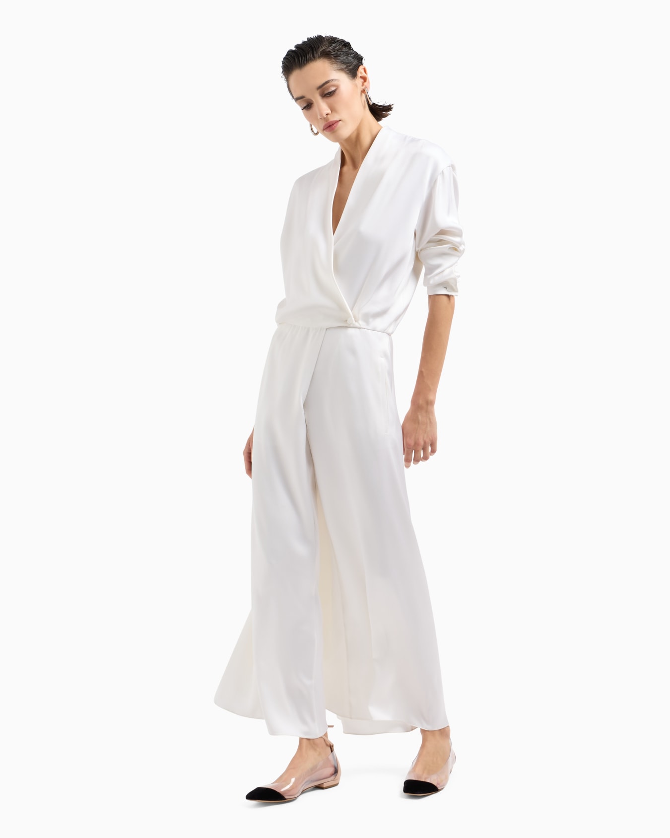 Robe longue en double satin de soie Diapositive 3