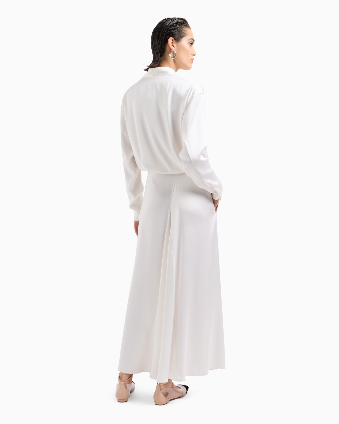 Robe longue en double satin de soie Diapositive 2