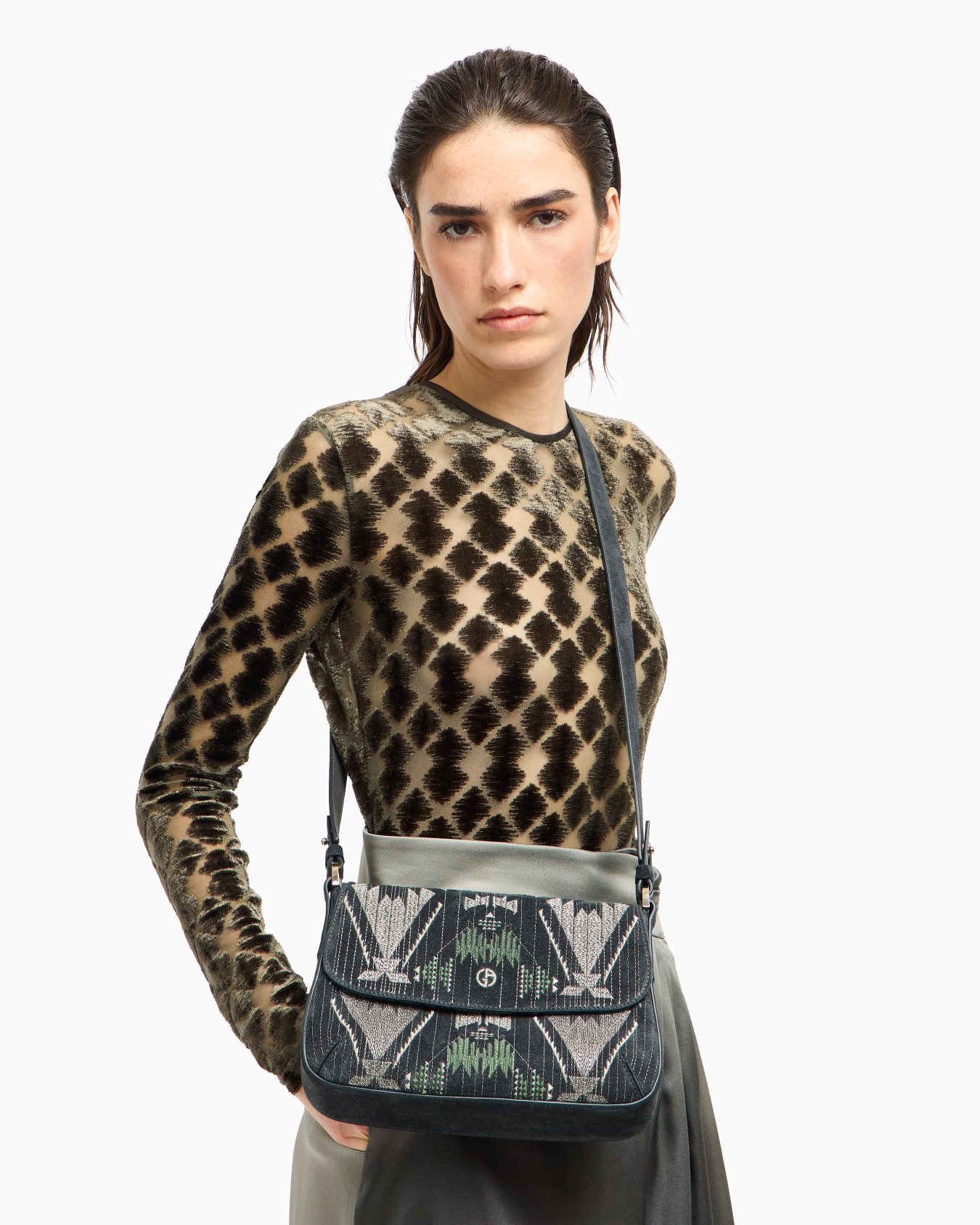 Small la Prima Soft embroidered suede bag Slide 6