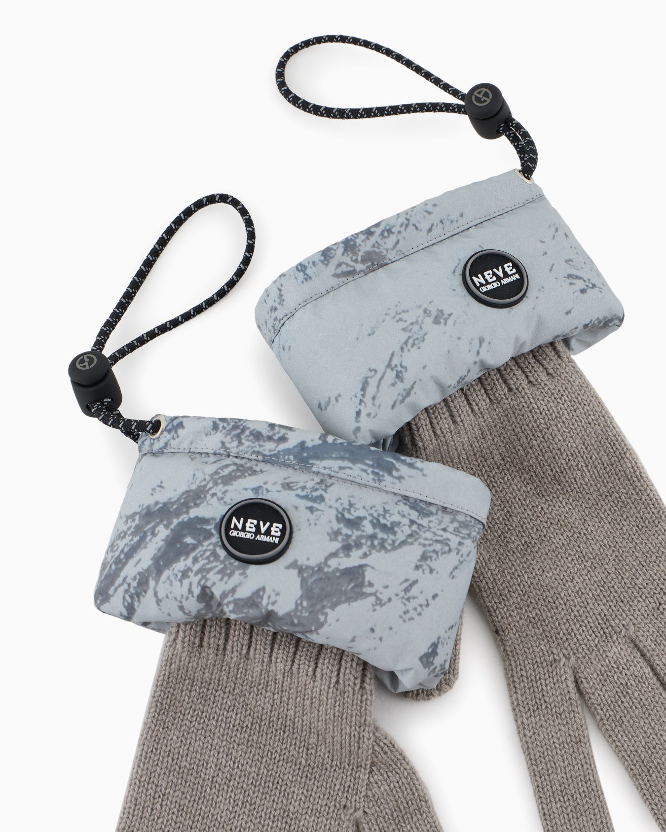 Giorgio Armani Neve Guanti  in cashmere con polsini in nylon stampato Slide 1
