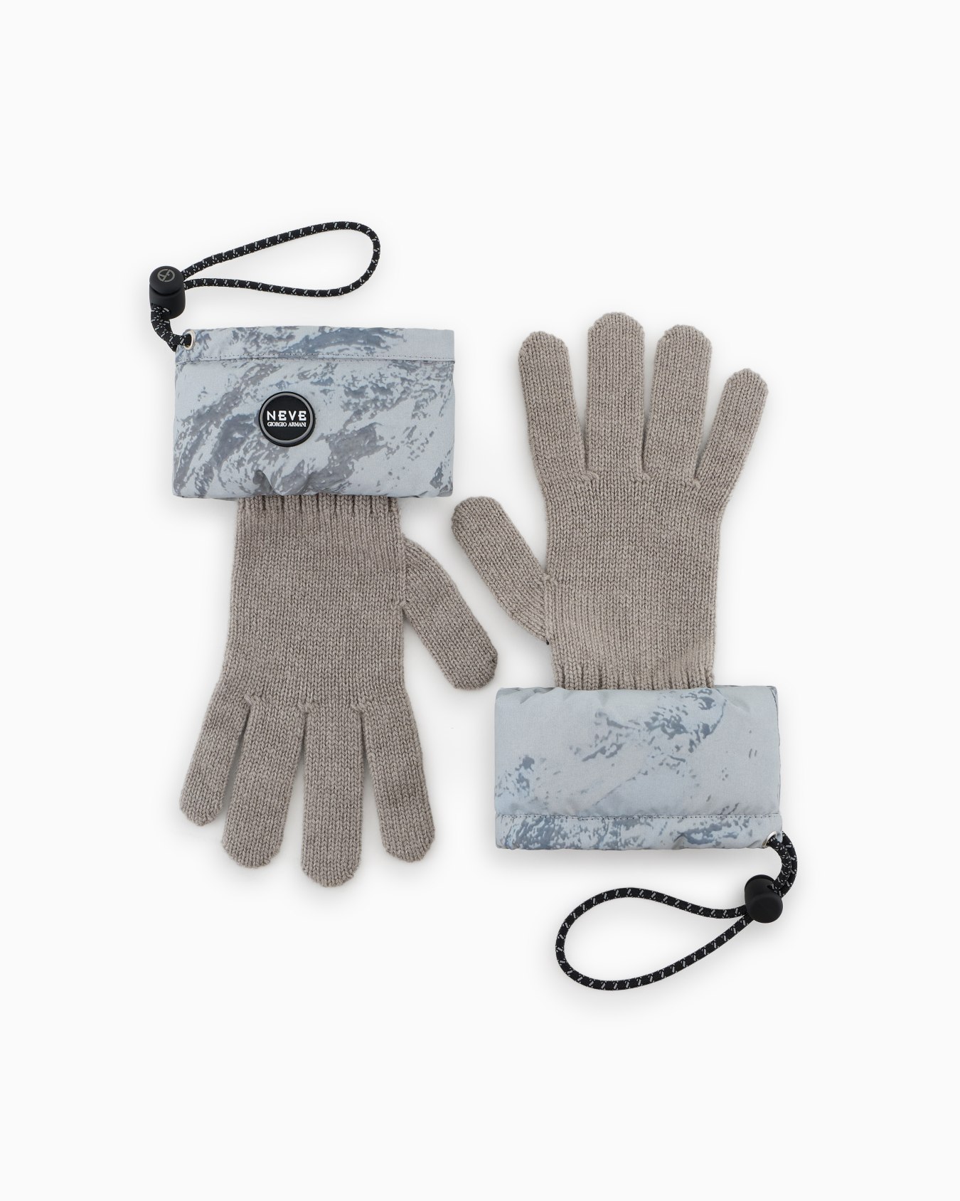 Giorgio Armani Neve Guanti  in cashmere con polsini in nylon stampato Slide 0