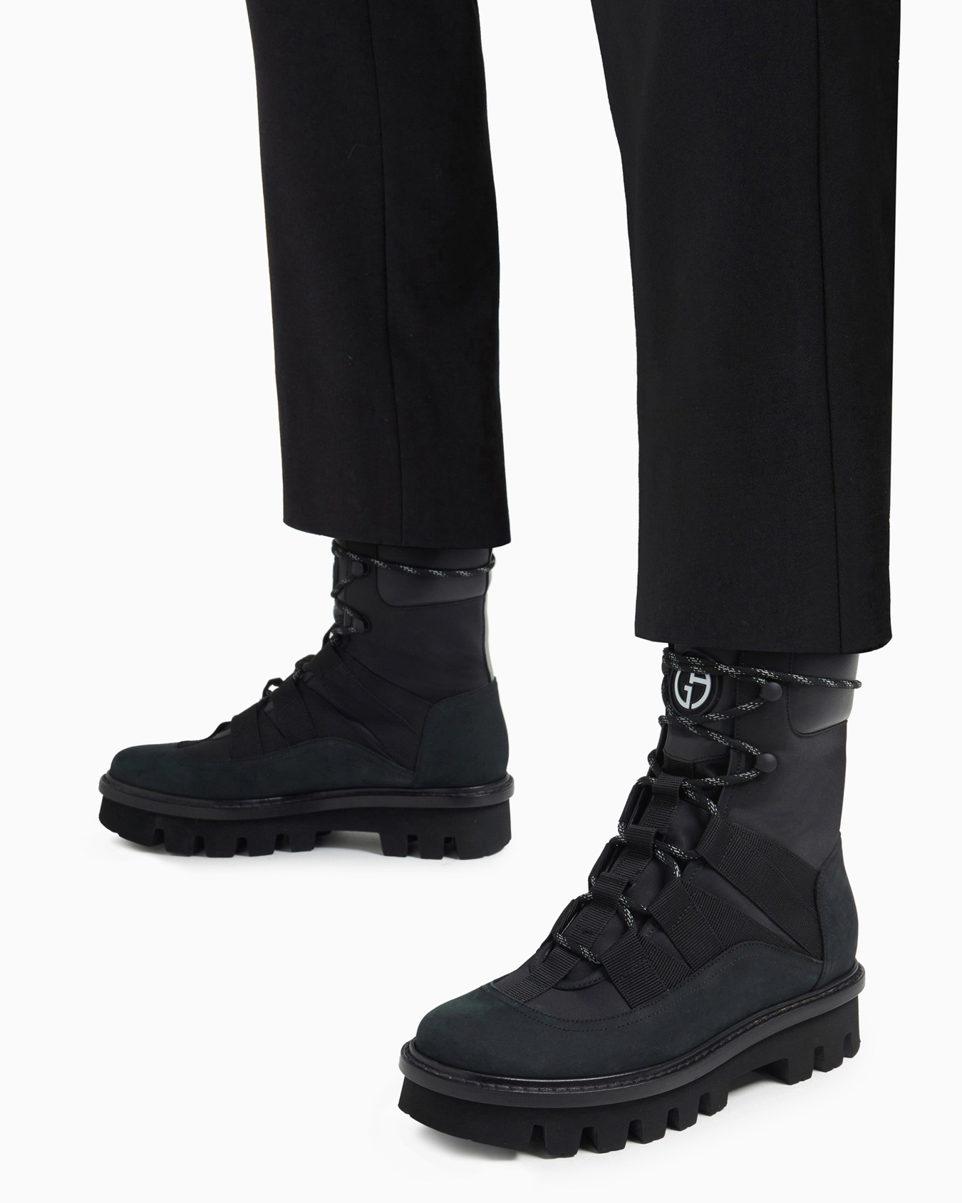 Bottines en caoutchouc et tissu - Noir