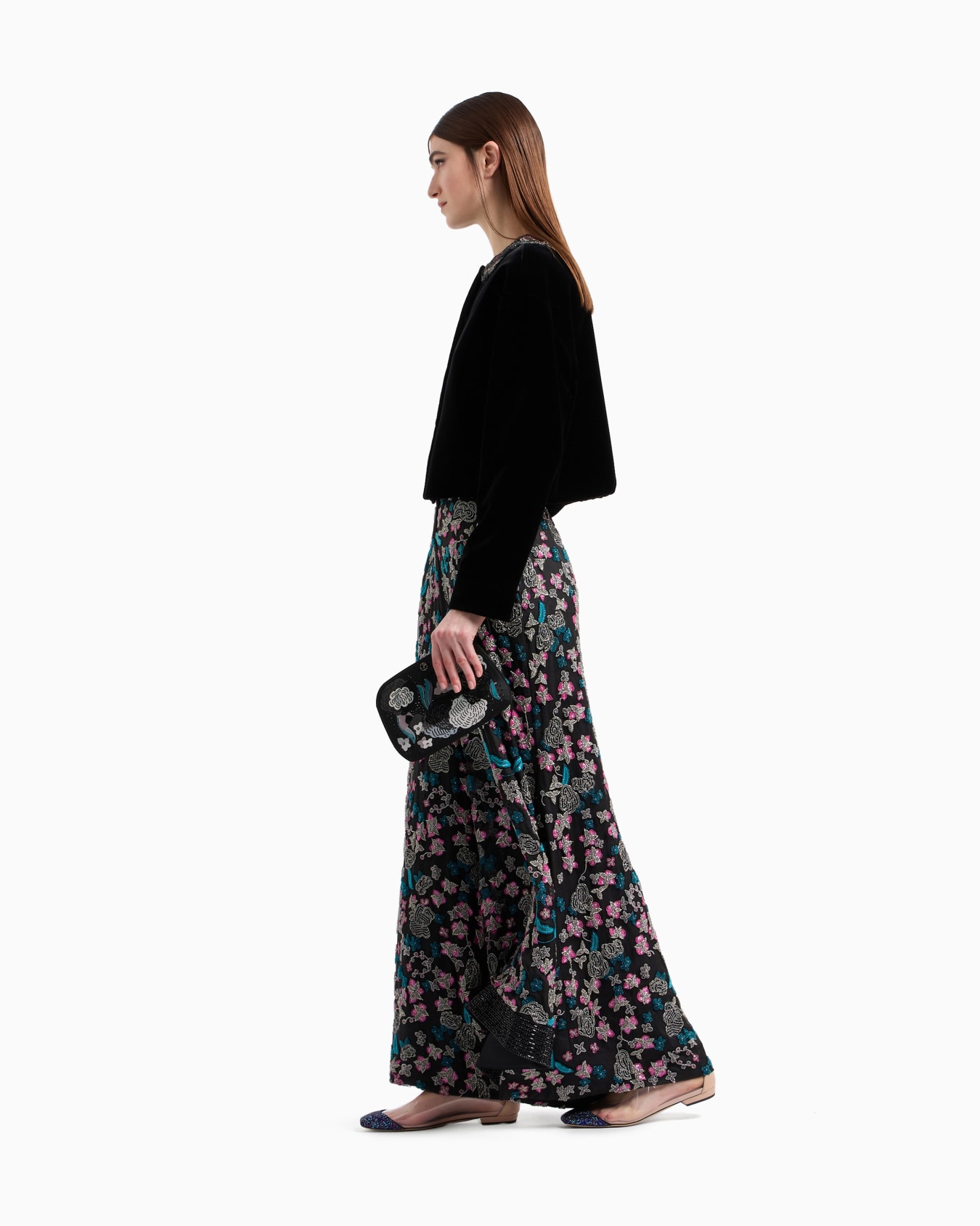 Silk culottes with a floral motif Slide 1