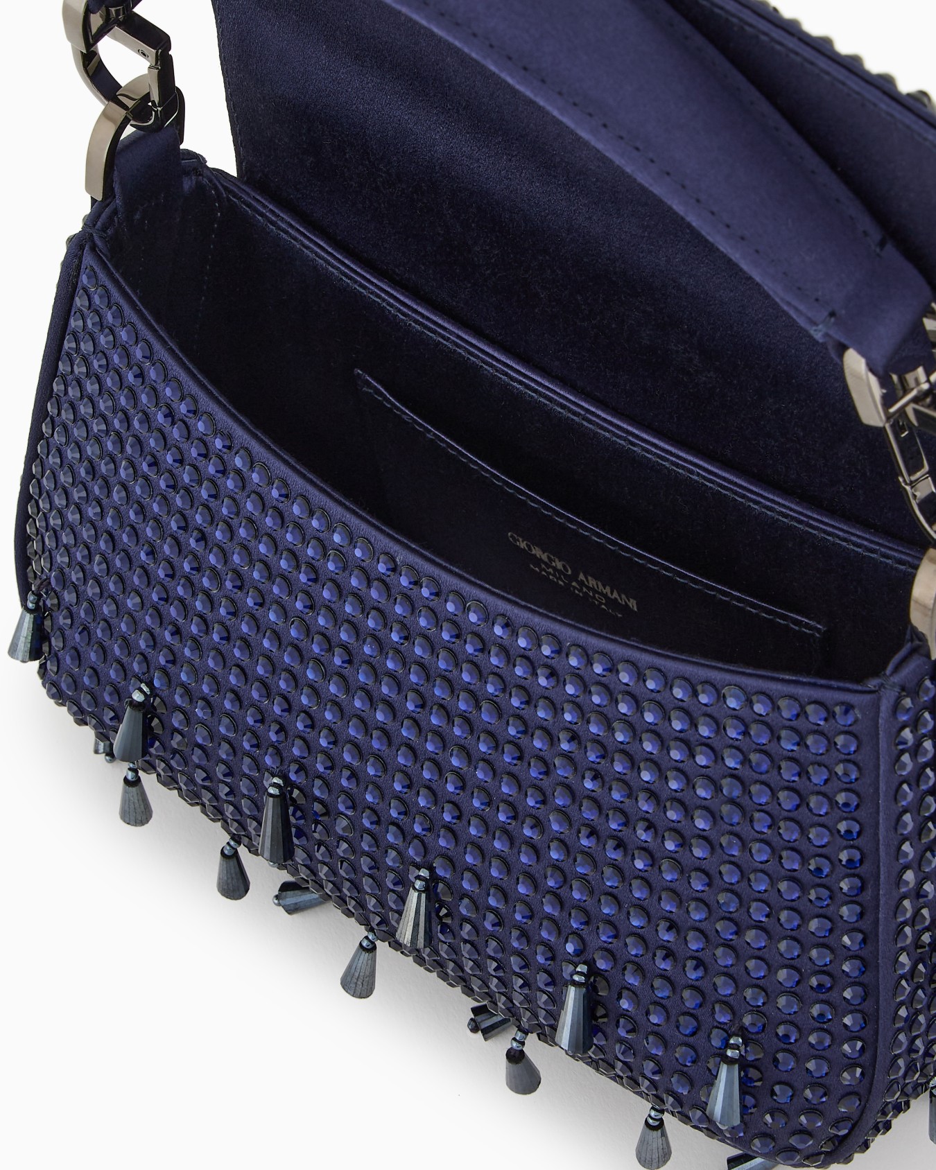 La Prima Soft mini satin handbag with rhinestone and bead embroidery Slide 3