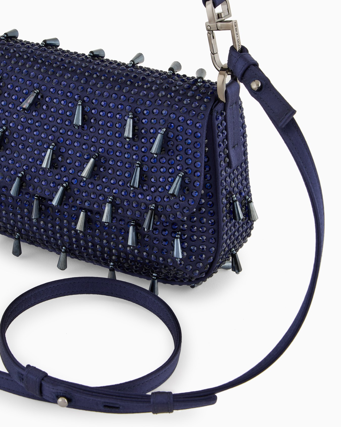 La Prima Soft mini satin handbag with rhinestone and bead embroidery Slide 4