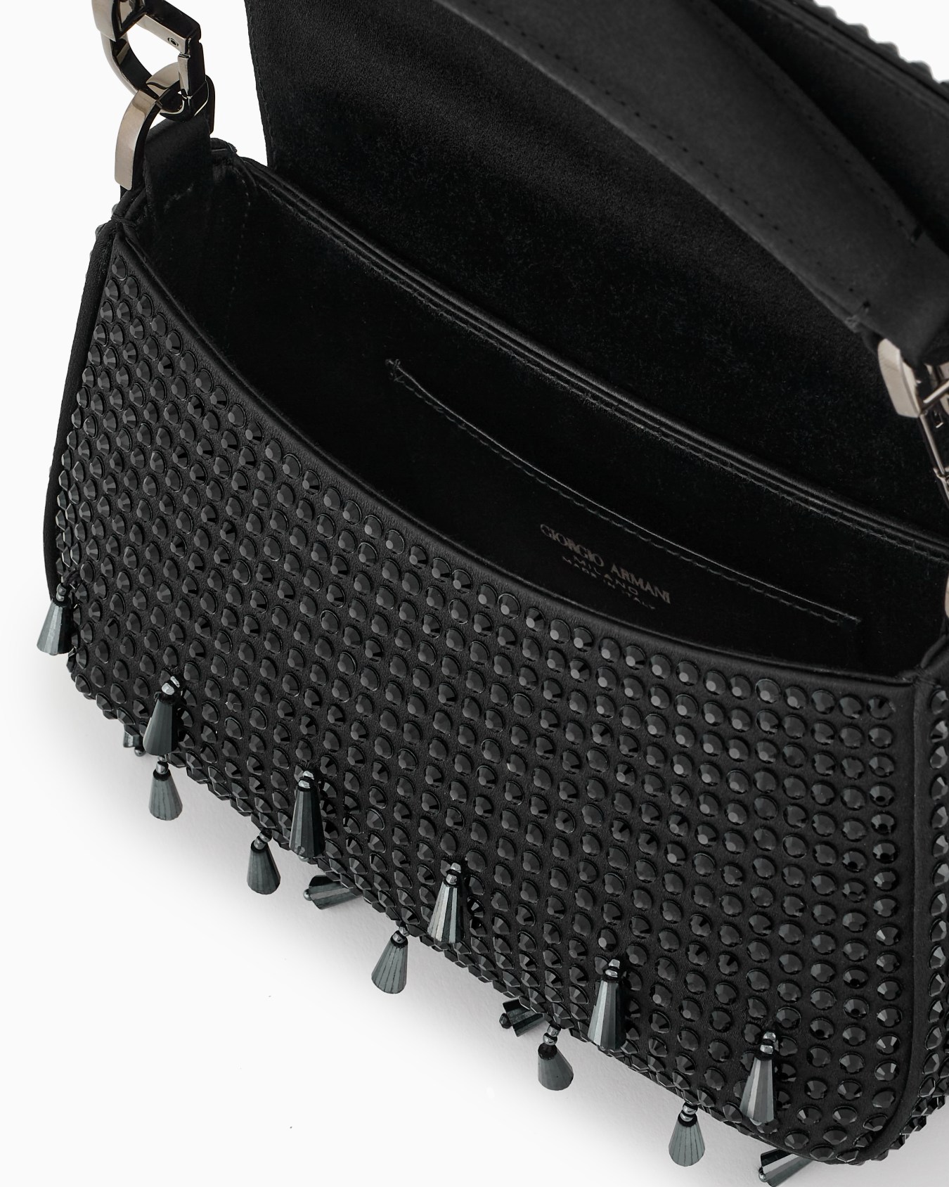La Prima Soft mini satin handbag with rhinestone and bead embroidery Slide 3