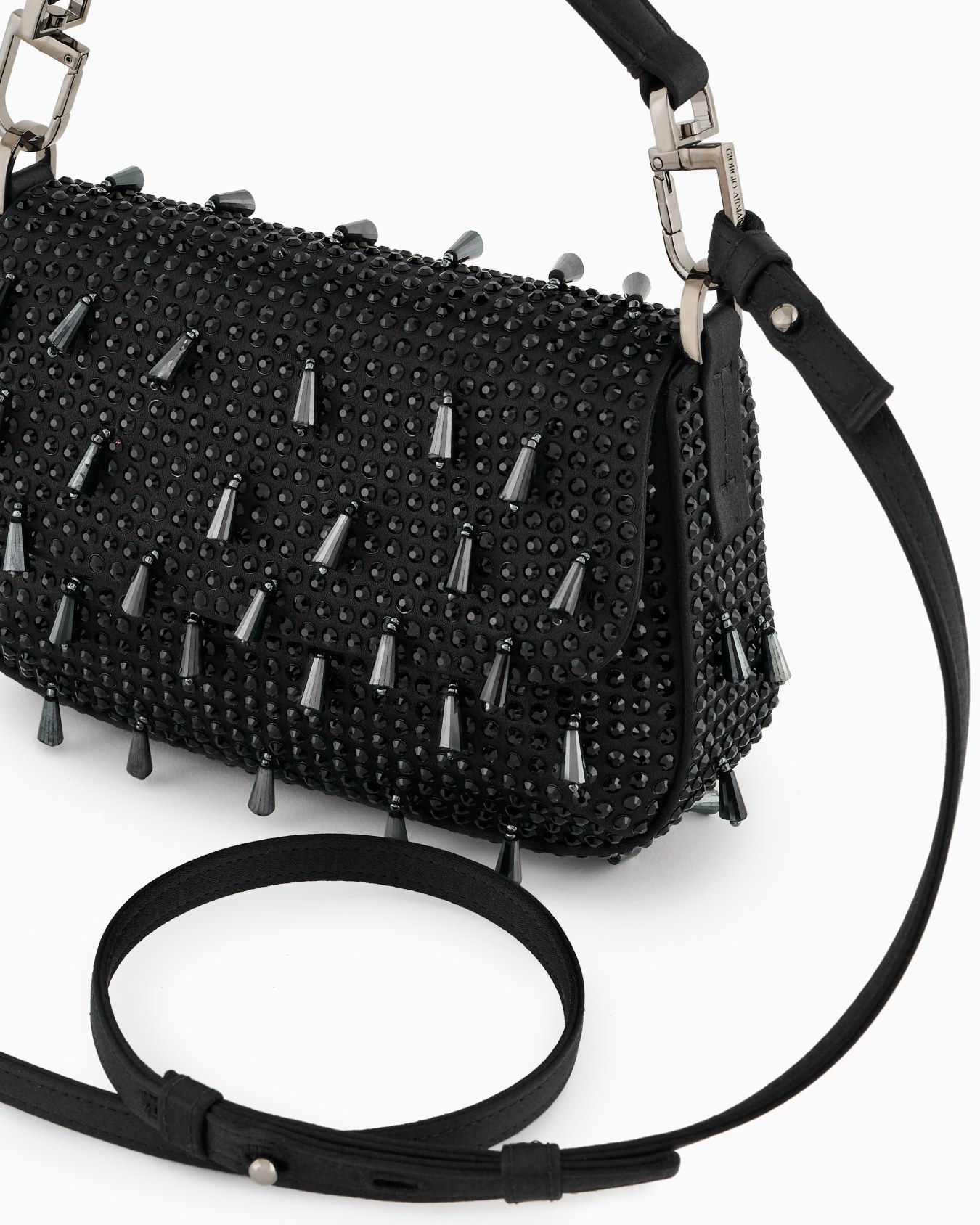 La Prima Soft mini satin handbag with rhinestone and bead embroidery Slide 4