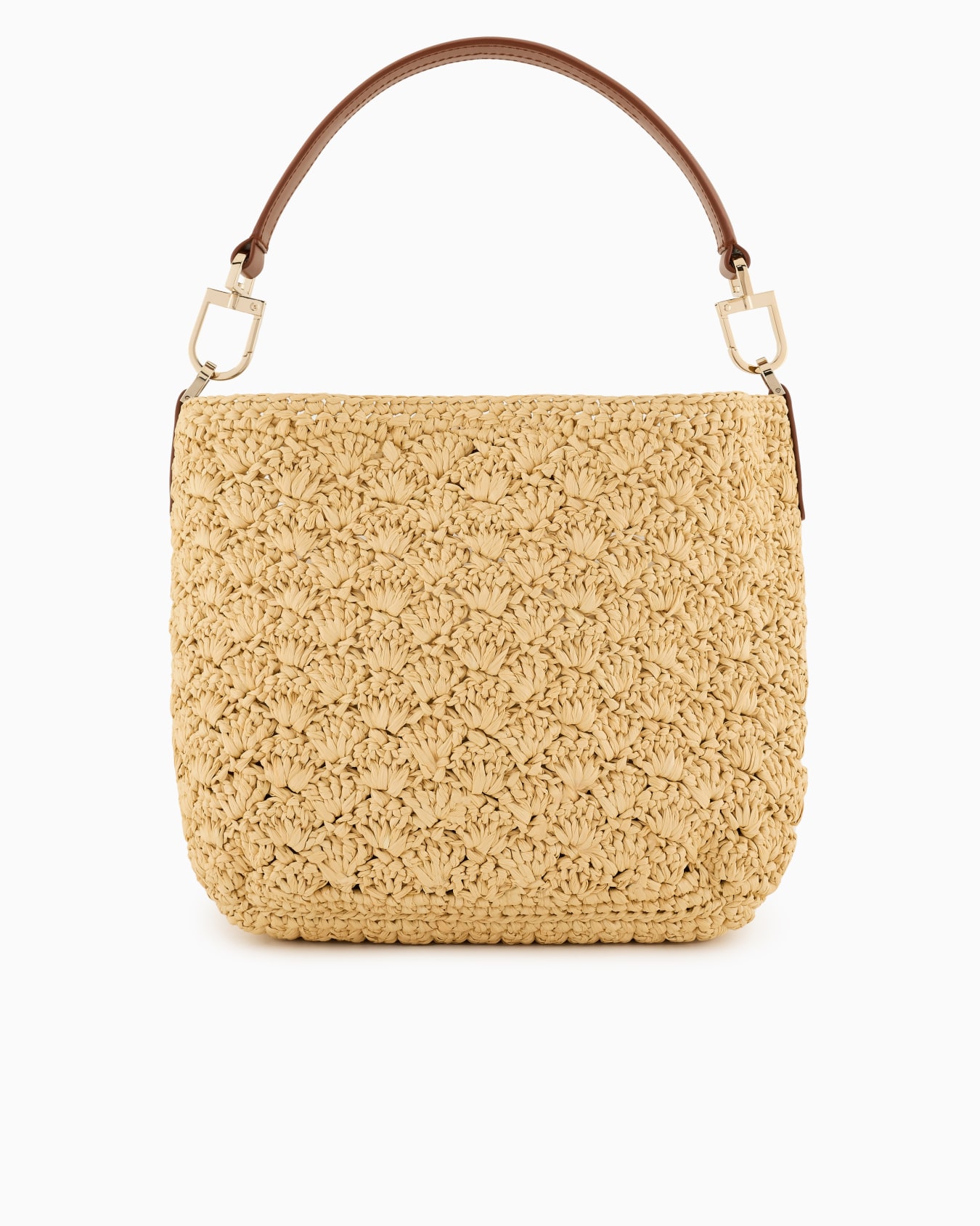 Small shoulder bag made of raffia fan stitch and leather Slide 2