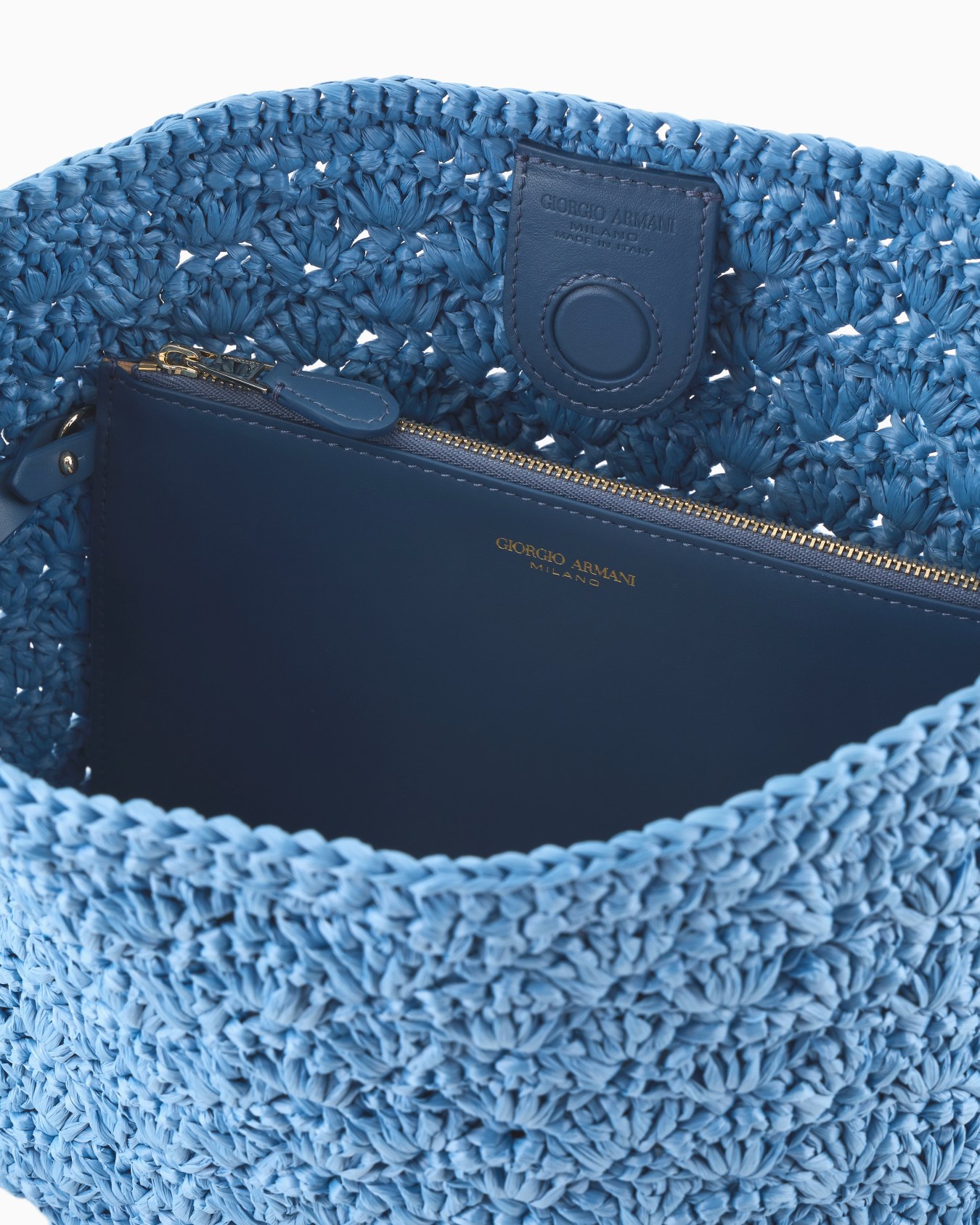 Petit sac à bandoulière en raphia, point d'éventail et cuir Diapositive 3