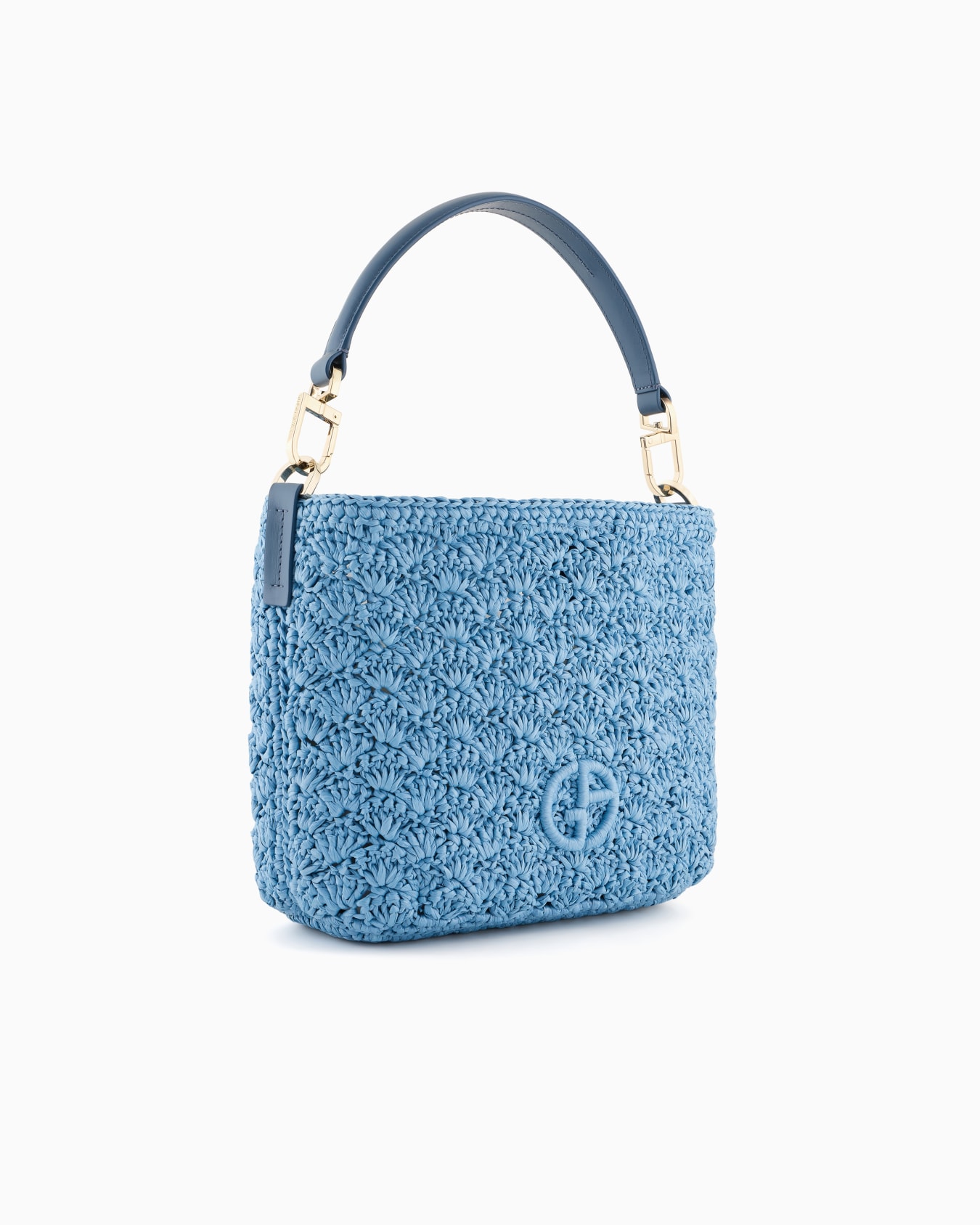 Petit sac à bandoulière en raphia, point d'éventail et cuir Diapositive 1