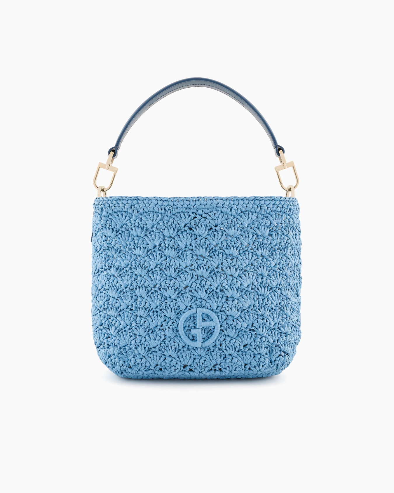 Petit sac à bandoulière en raphia, point d'éventail et cuir Diapositive 0