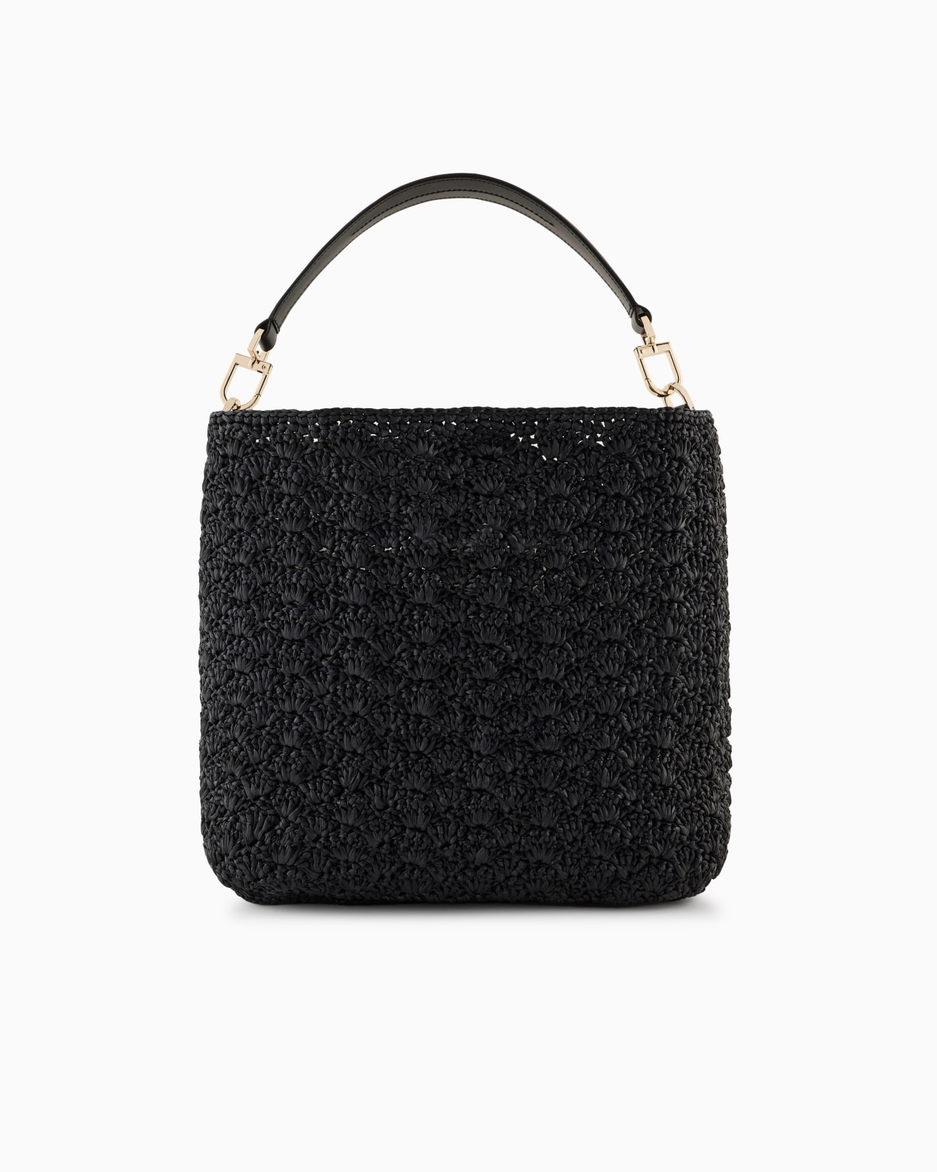 Bolso bandolera mediano de rafia pespunteada en abanico y piel Diapositiva 2