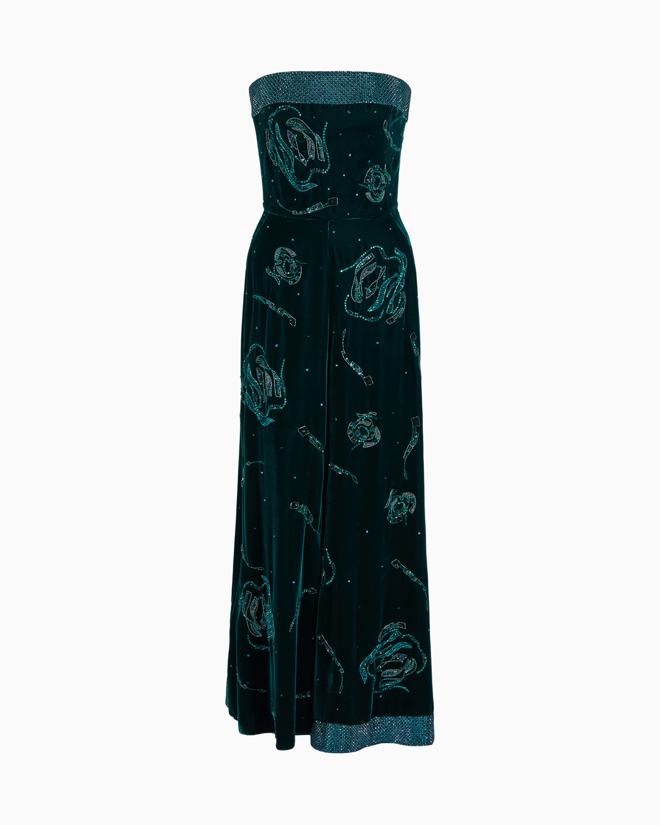 Bustierkleid aus Samt mit Kristallstrickerei Folie 0