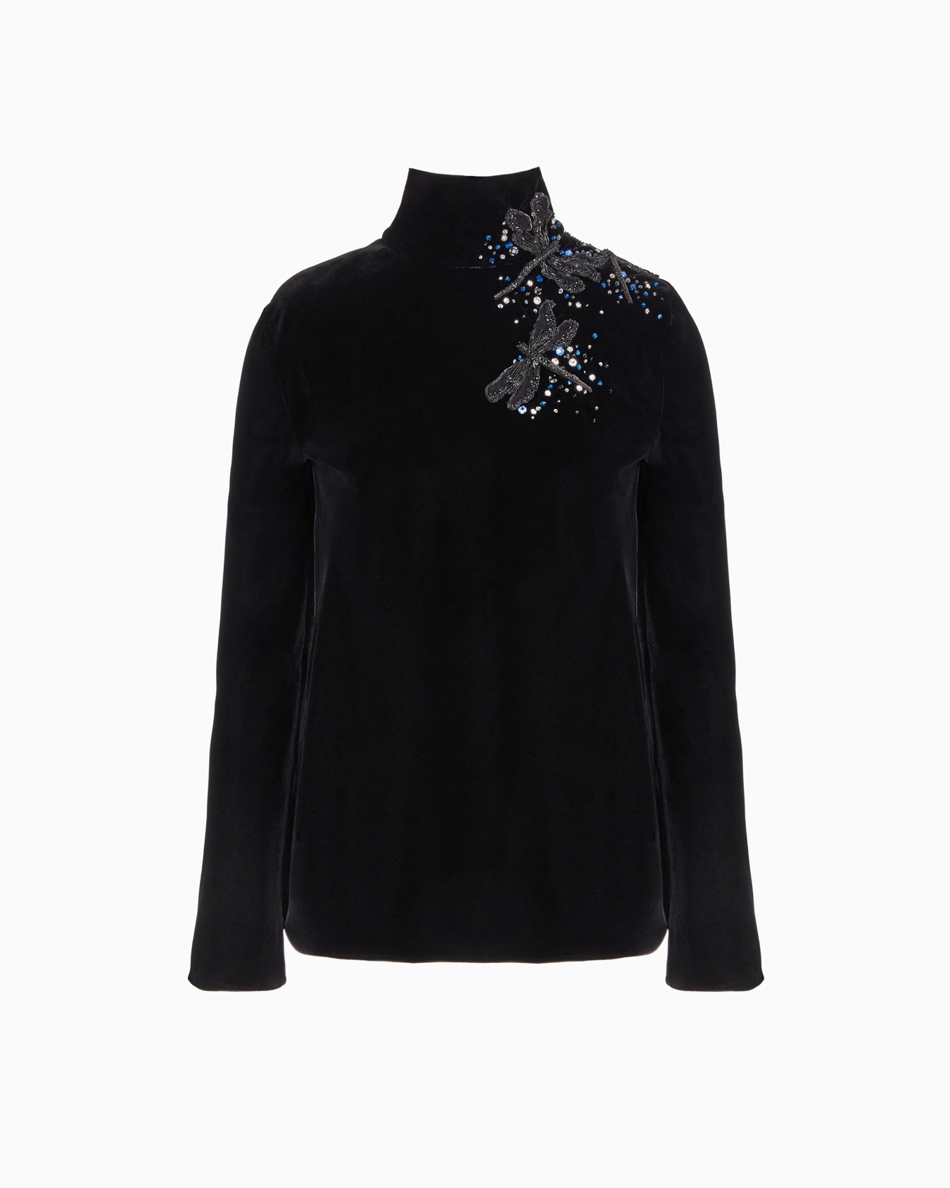 Bluse aus Samt mit Libellenstickerei Folie 0