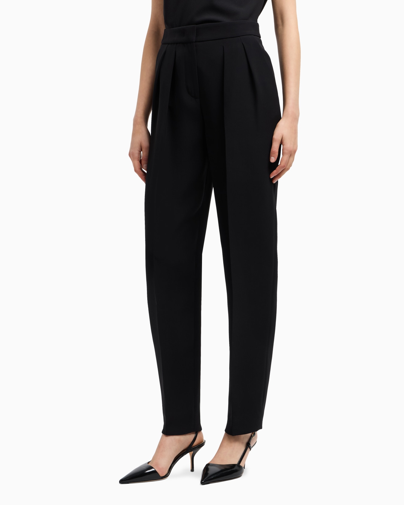 Silk cady trousers with pleats Slide 3